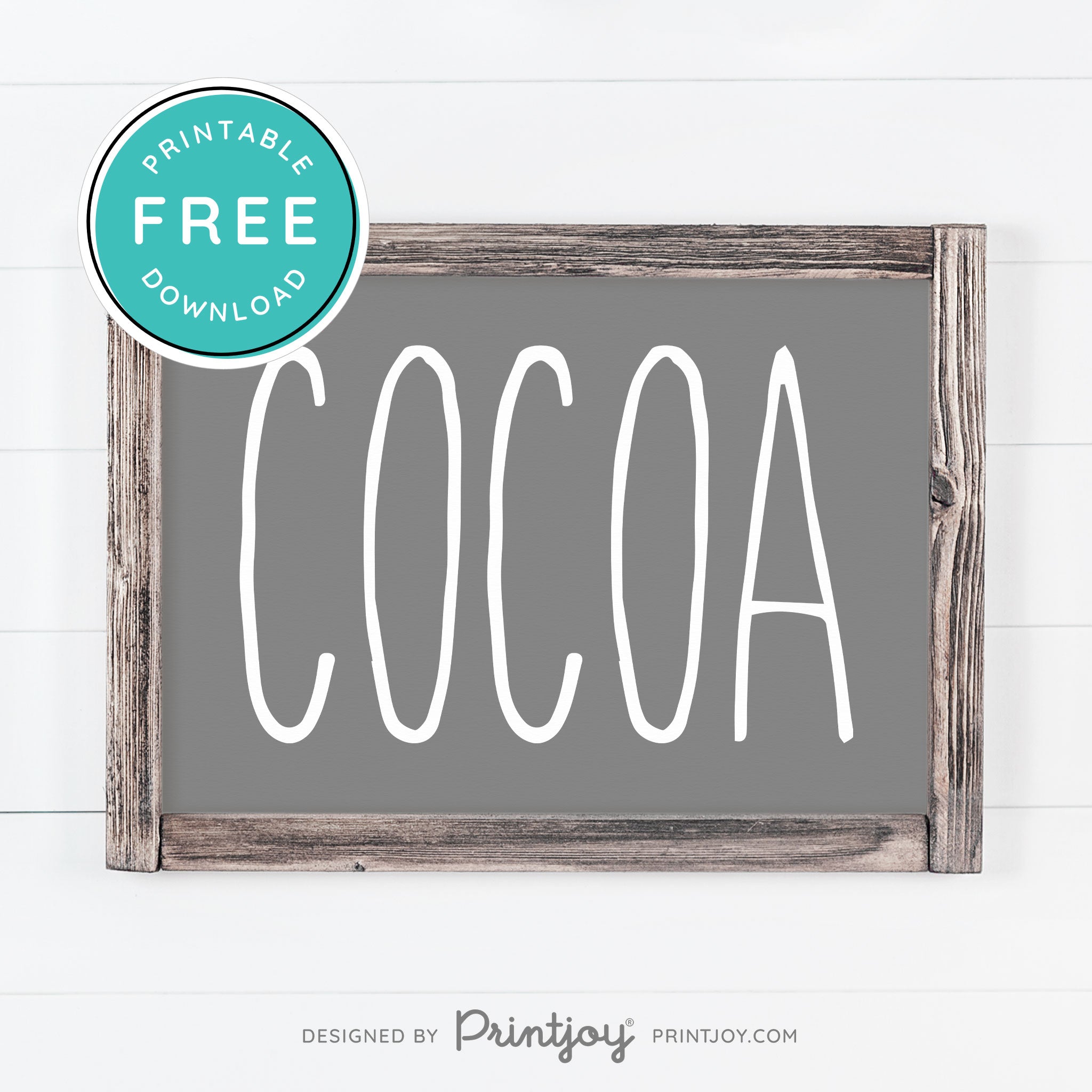 Free Printable Cocoa Farmhouse Christmas Winter Wall Art Decor Download - Printjoy