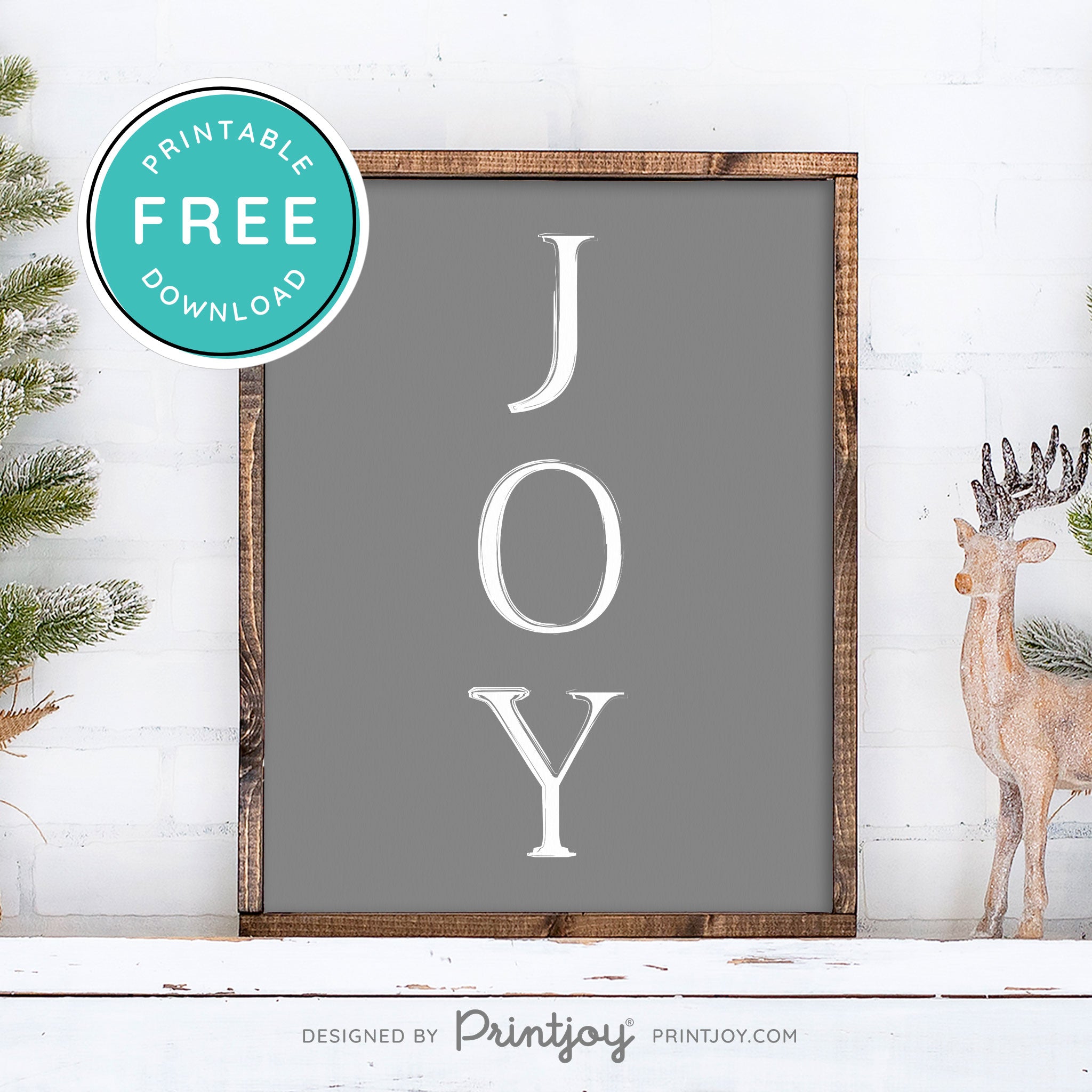 Free Printable Joy Farmhouse Christmas Winter Wall Art Decor Download - Printjoy