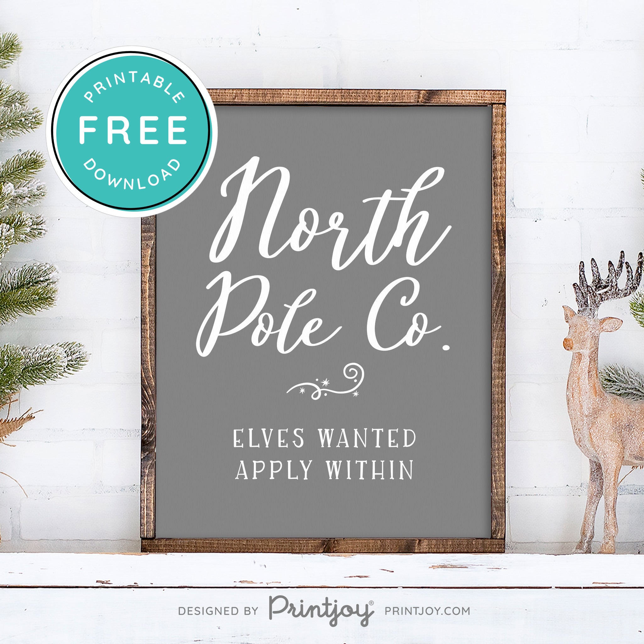 Free Printable North Pole Co Elves Wanted Christmas Wall Art Decor Download - Printjoy