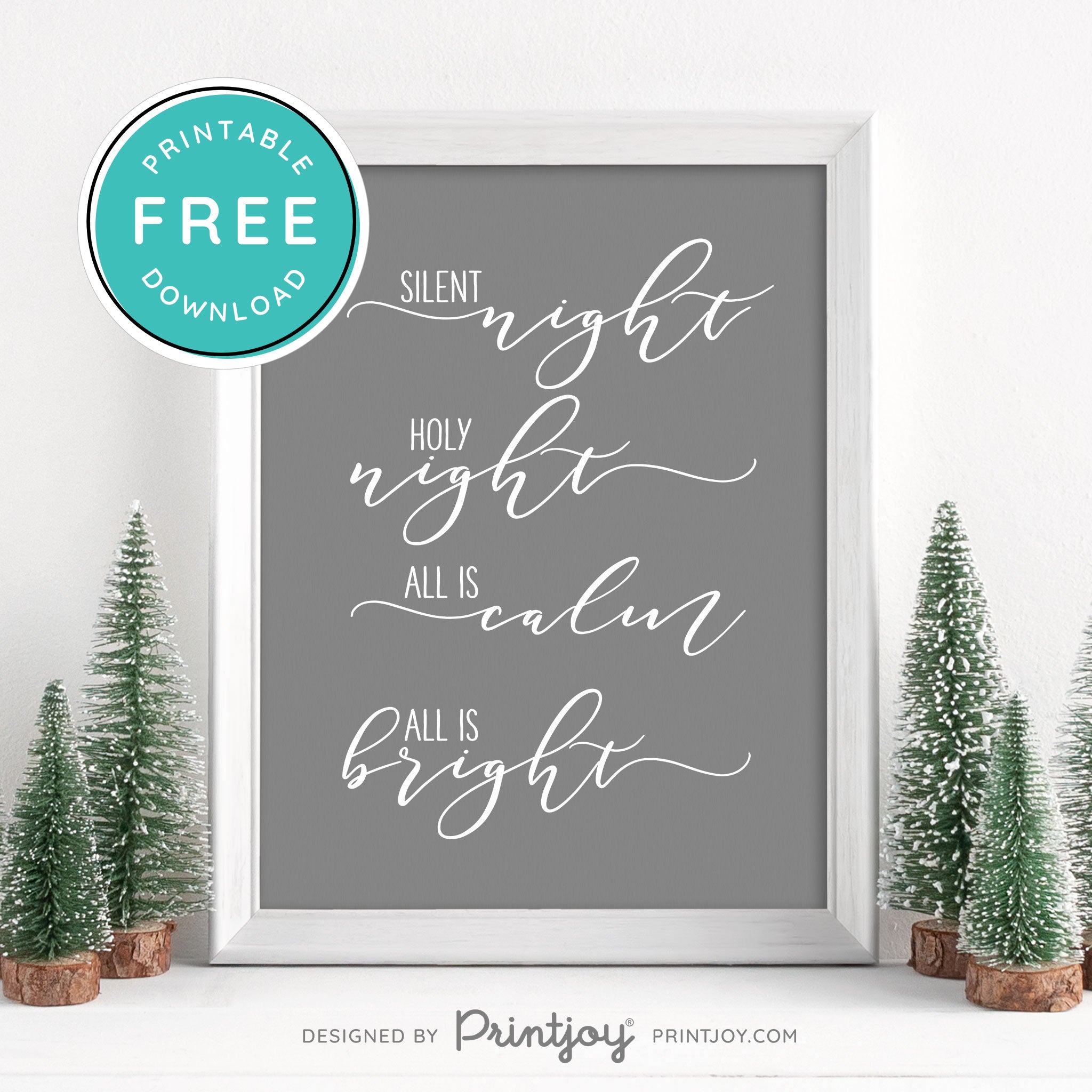 Free Printable Silent Night Holy Night Christmas Wall Art Decor Download - Printjoy