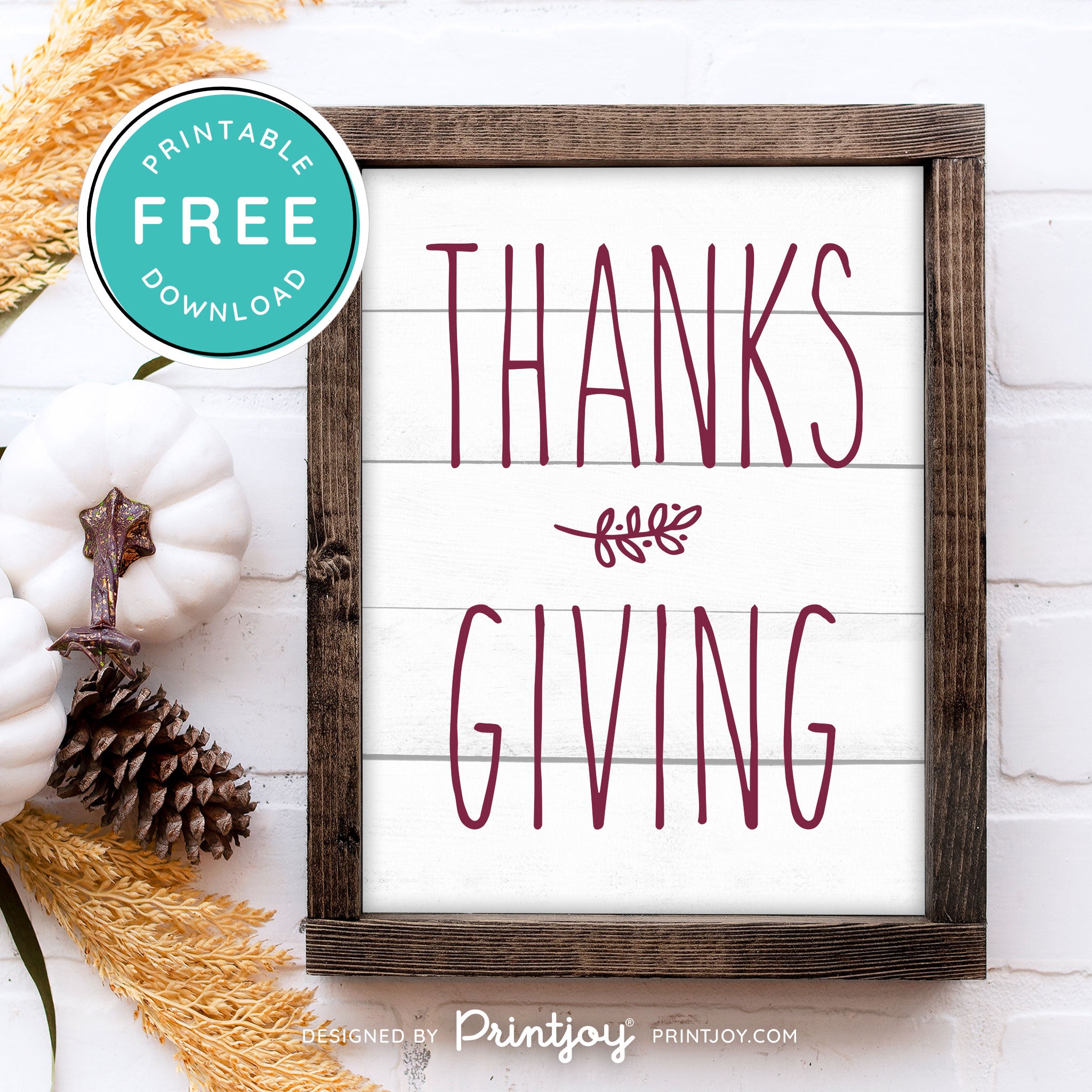 Free Printable Thanks Giving Farmhouse Fall Autumn Wall Art Decor Download - Printjoy