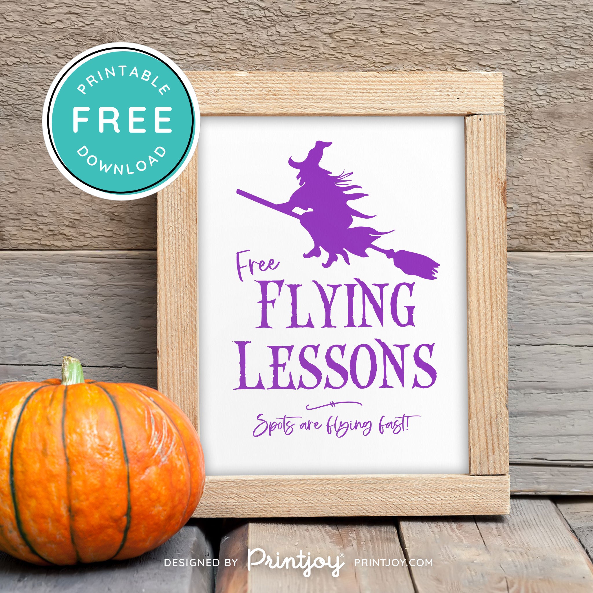 Free Printable Broom Flying Lessons Witch Halloween Wall Art Decor Download - Printjoy