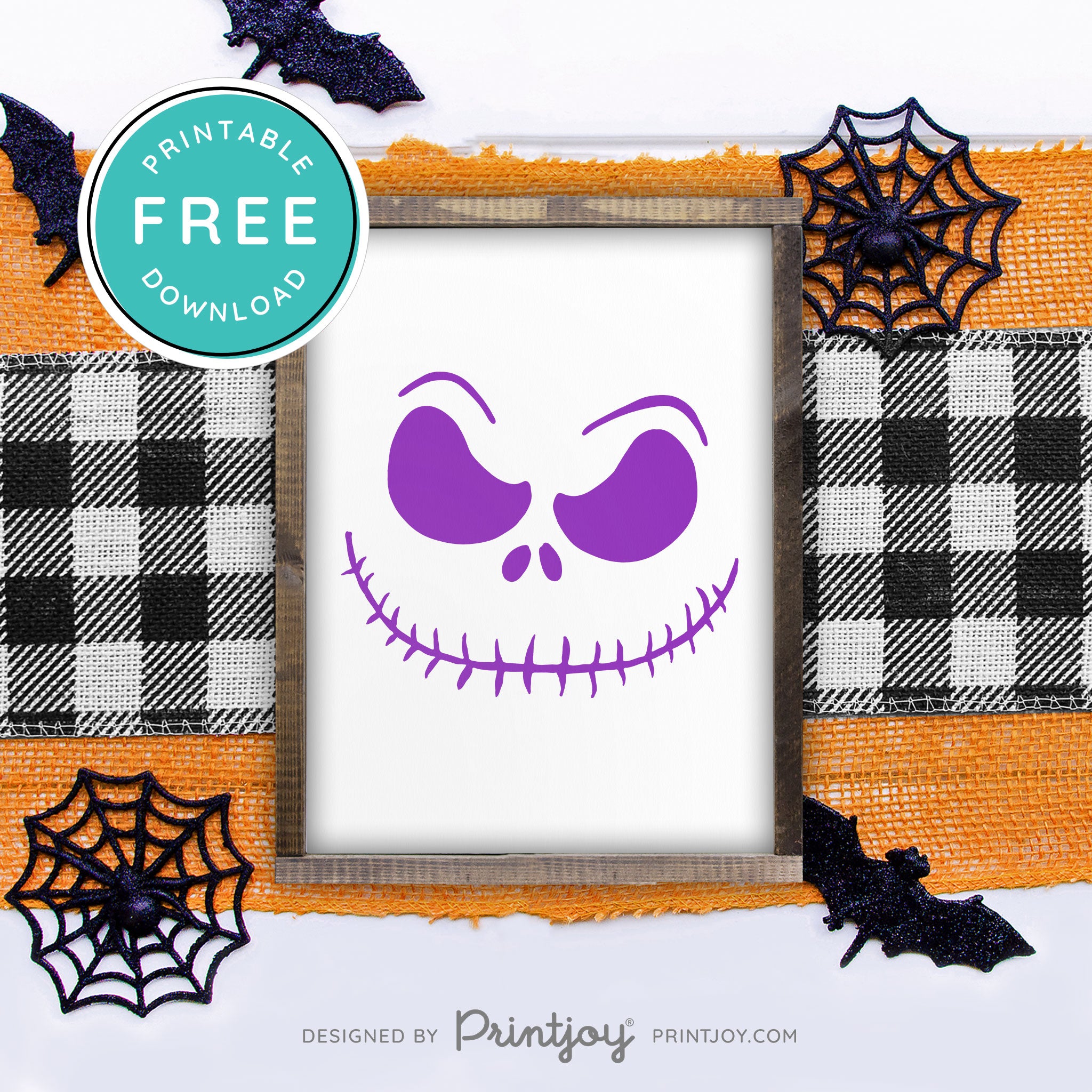 Free Printable Jack Pumpkin King Face Nightmare Halloween Wall Art Decor Download - Printjoy