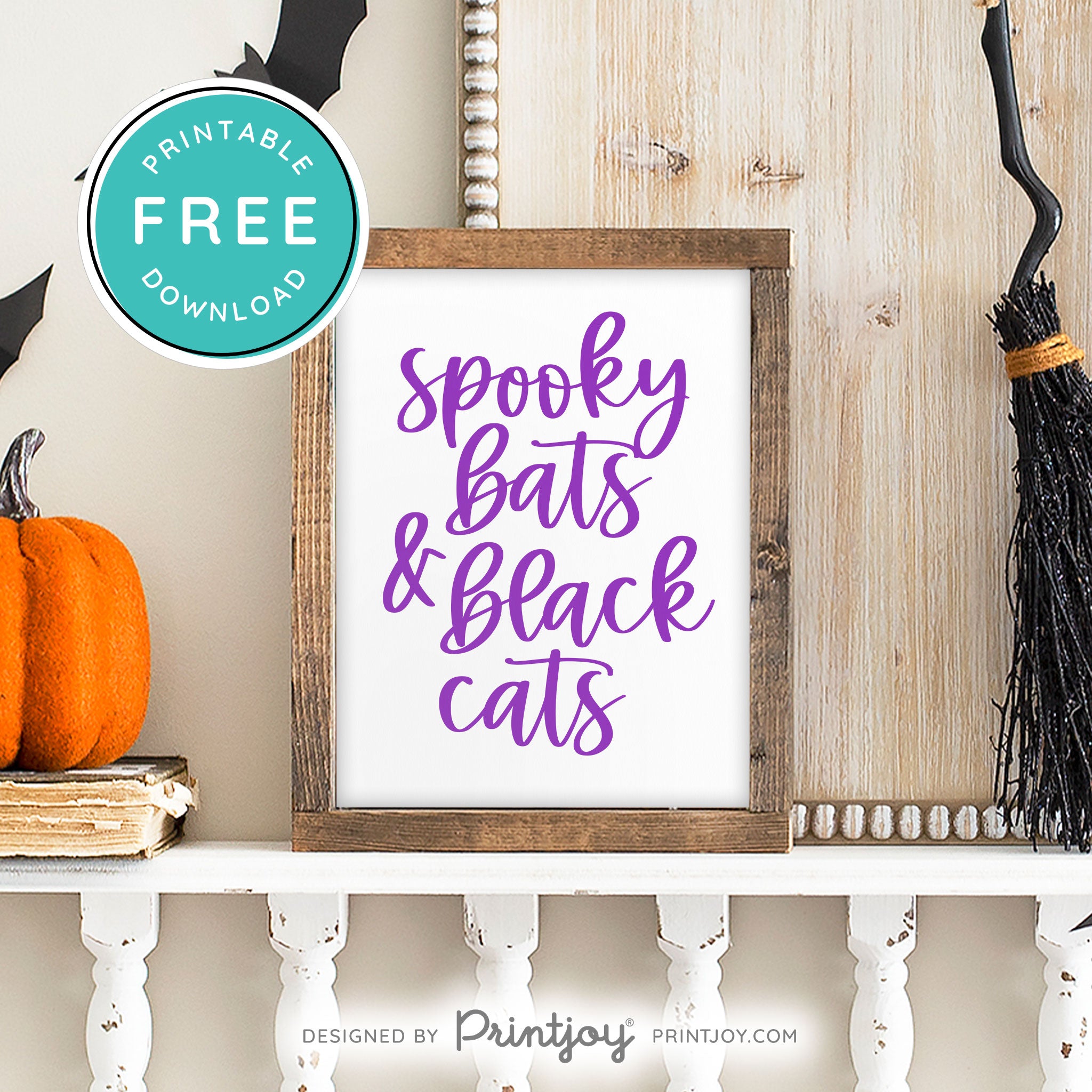 Free Printable Spooky Bats And Black Cats Halloween Wall Art Decor Download - Printjoy