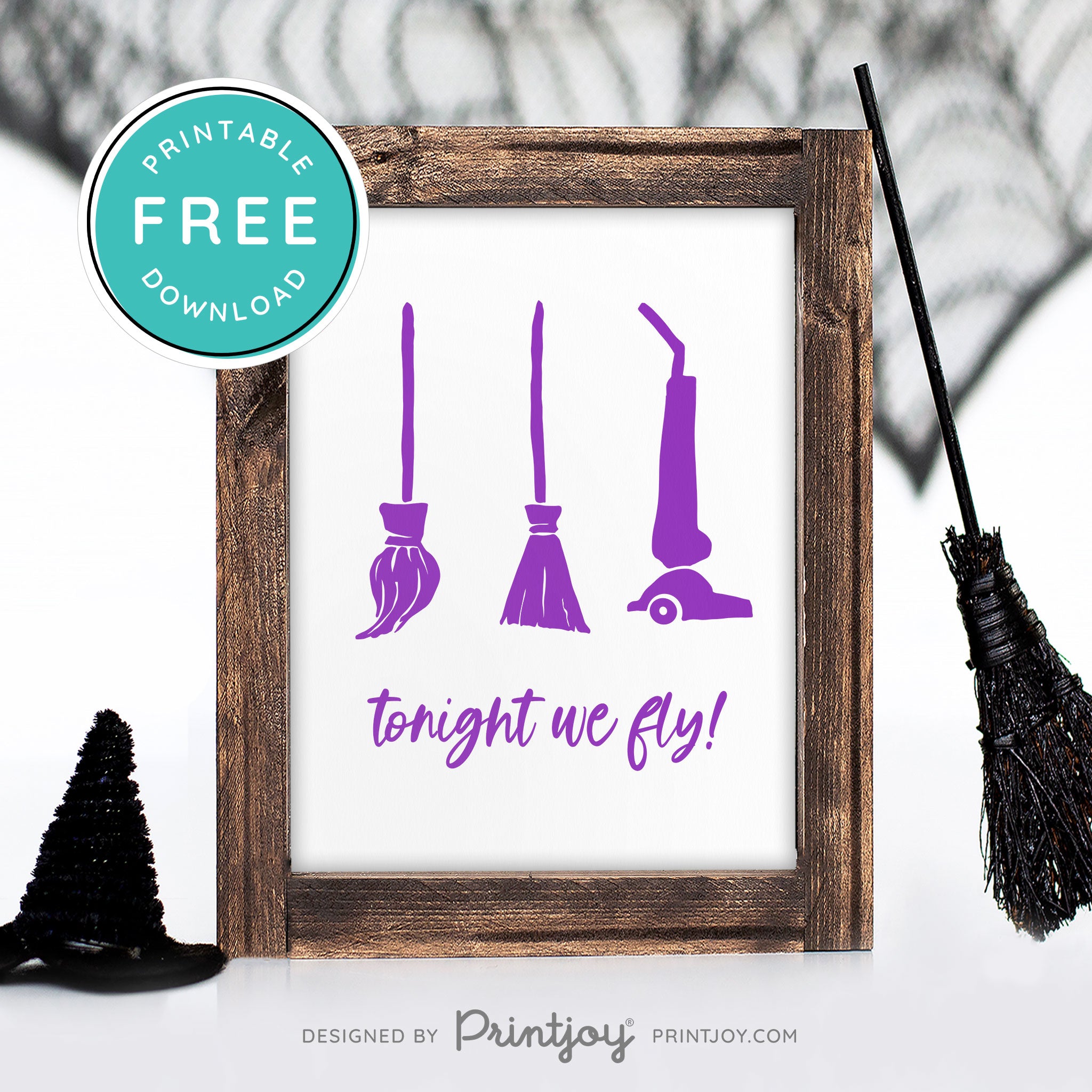 Free Printable Tonight We Fly Hocus Pocus Brooms Halloween Wall Art Decor Download - Printjoy