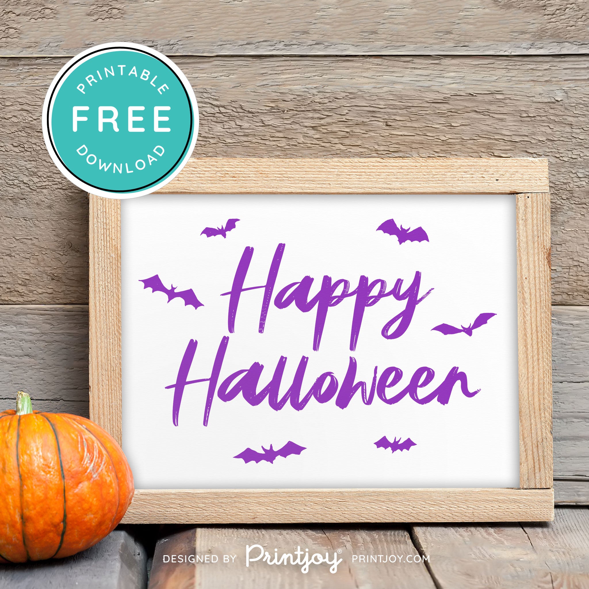 Free Printable Happy Halloween Bats Wall Art Decor Download - Printjoy