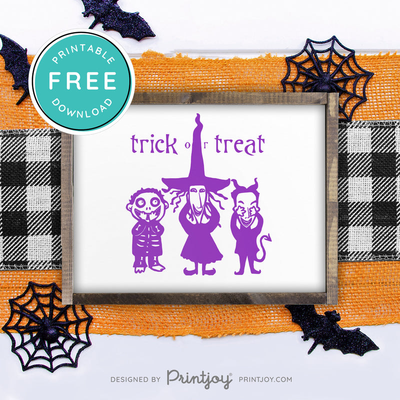 Free Printable Scary Trick Or Treat Kids Nightmare Halloween Wall Art Decor Download - Printjoy