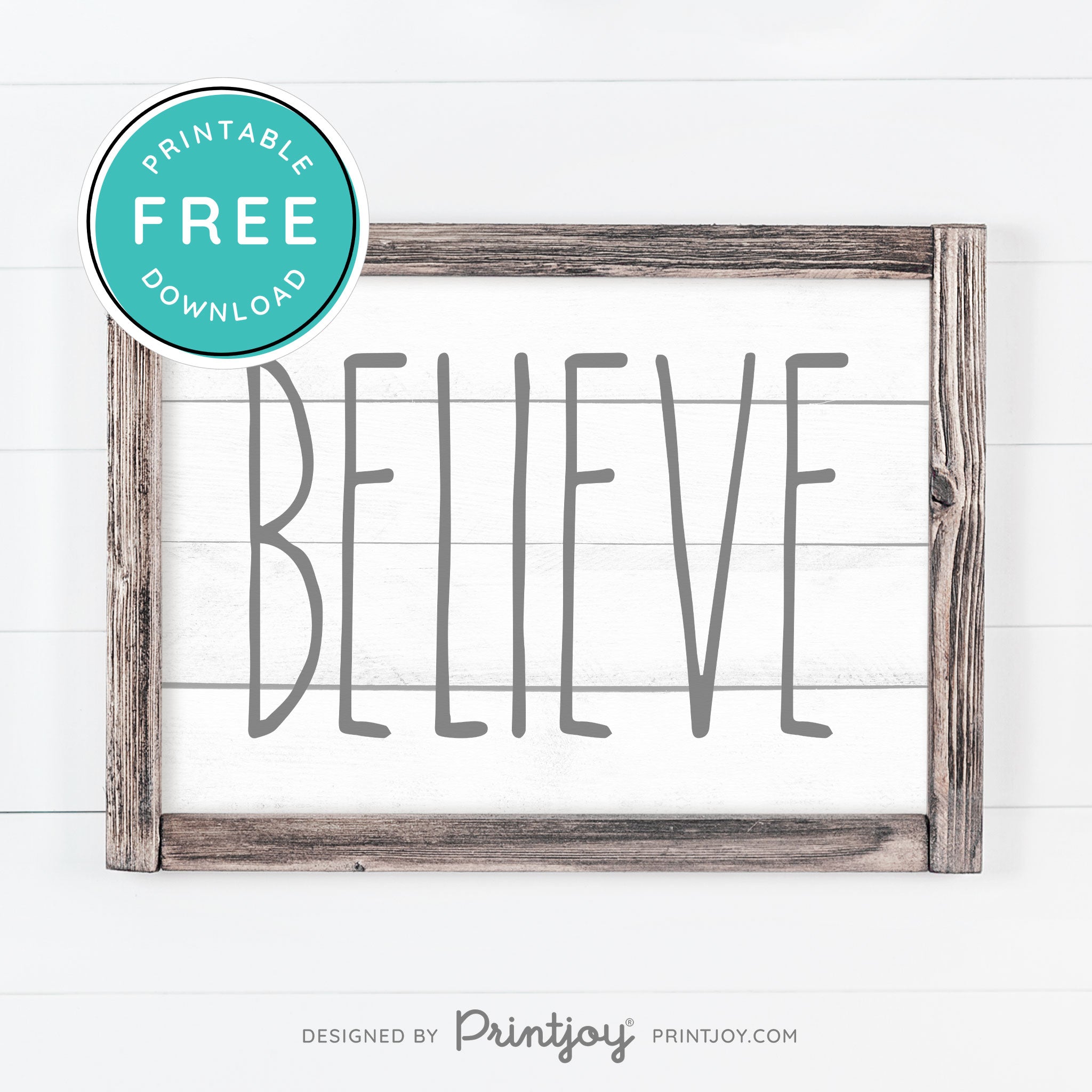 Free Printable Believe Farmhouse Christmas Winter Wall Art Decor Download - Printjoy