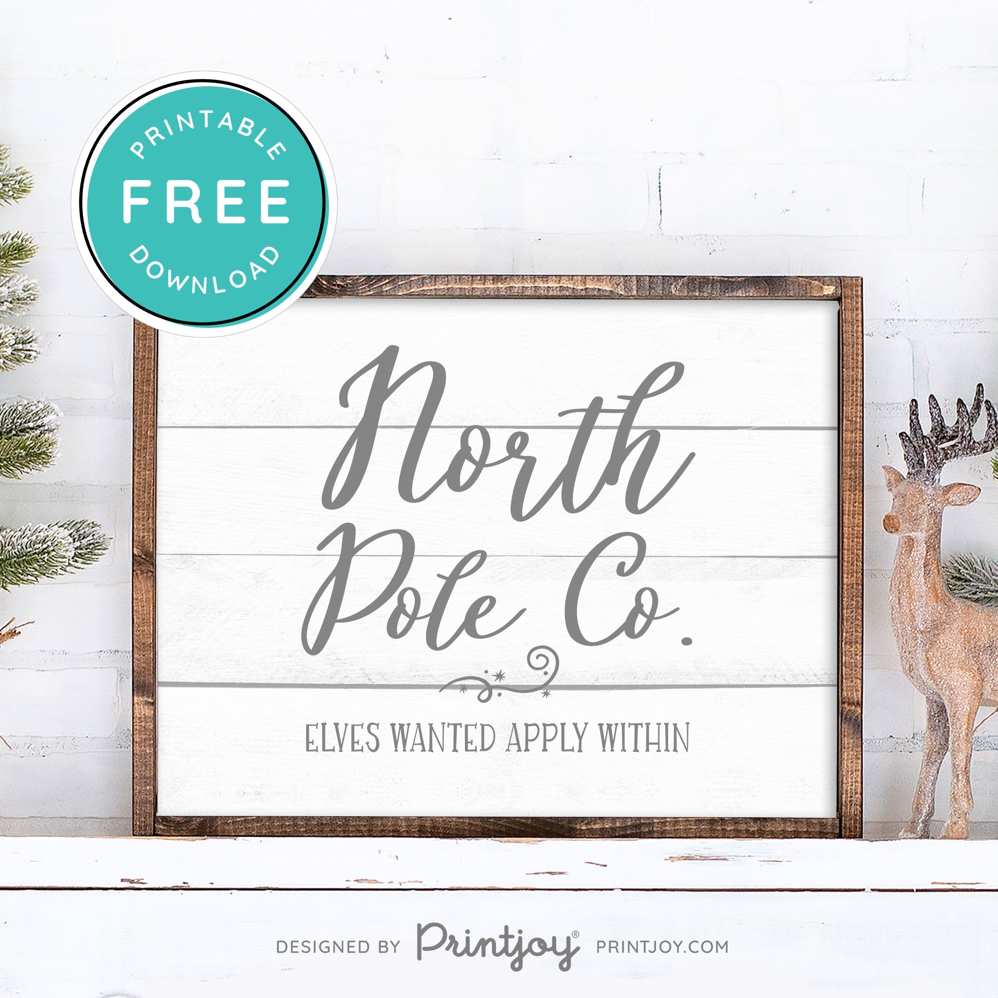 Free Printable North Pole Co Elves Wanted Christmas Wall Art Decor Download - Printjoy