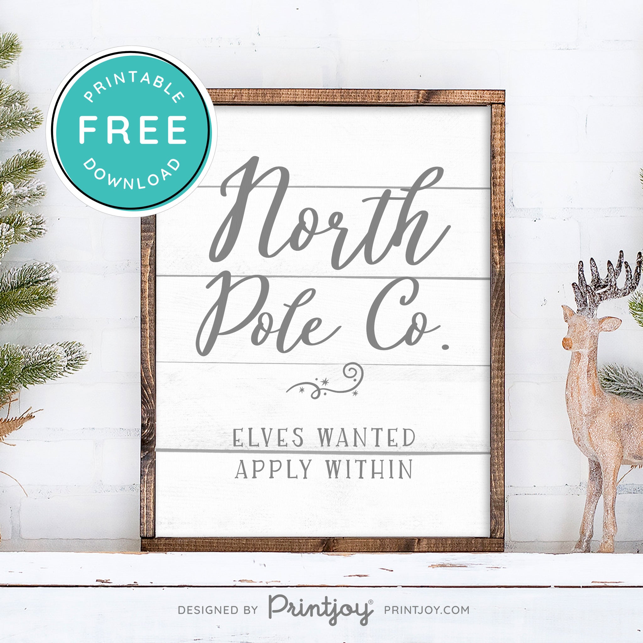 Free Printable North Pole Co Elves Wanted Christmas Wall Art Decor Download - Printjoy