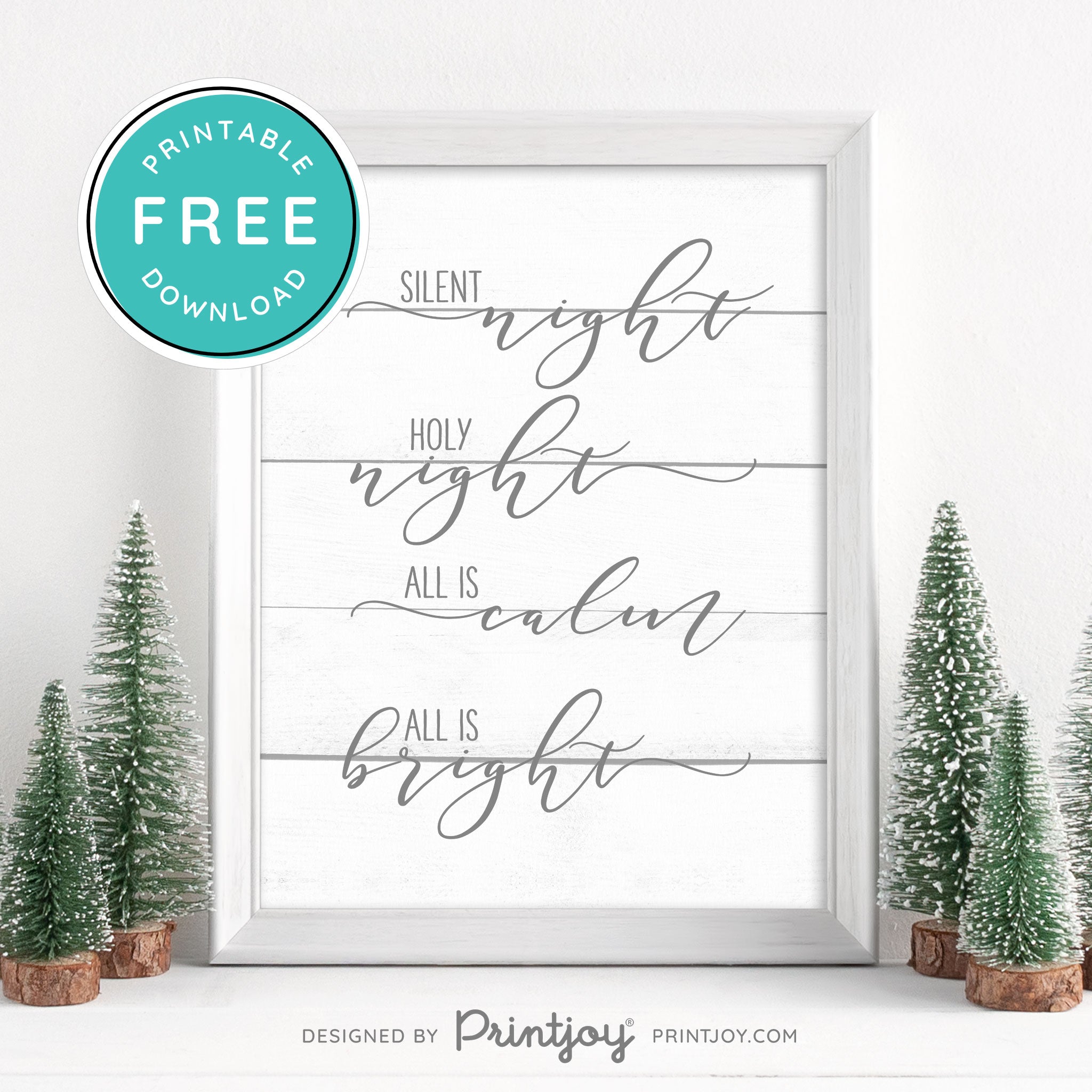 Free Printable Silent Night Holy Night Christmas Wall Art Decor Download - Printjoy