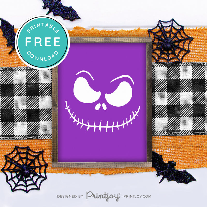 Free Printable Jack Pumpkin King Face Nightmare Halloween Wall Art Decor Download - Printjoy