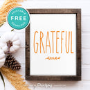 Free Printable Grateful Thanksgiving Modern Farmhouse Fall Wall Art Decor Download - Printjoy