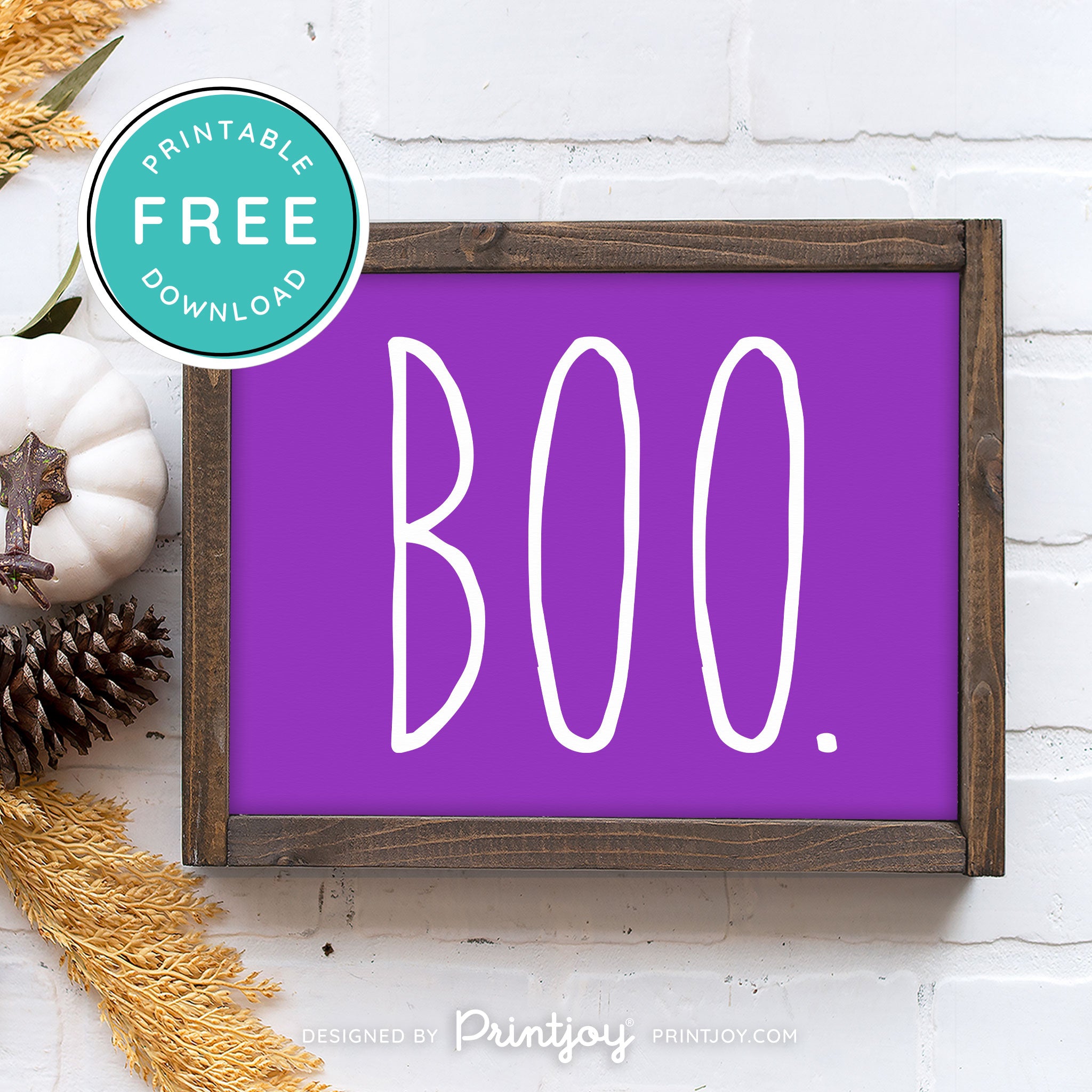 Free Printable Boo Modern Farmhouse Halloween Wall Art Decor Download - Printjoy