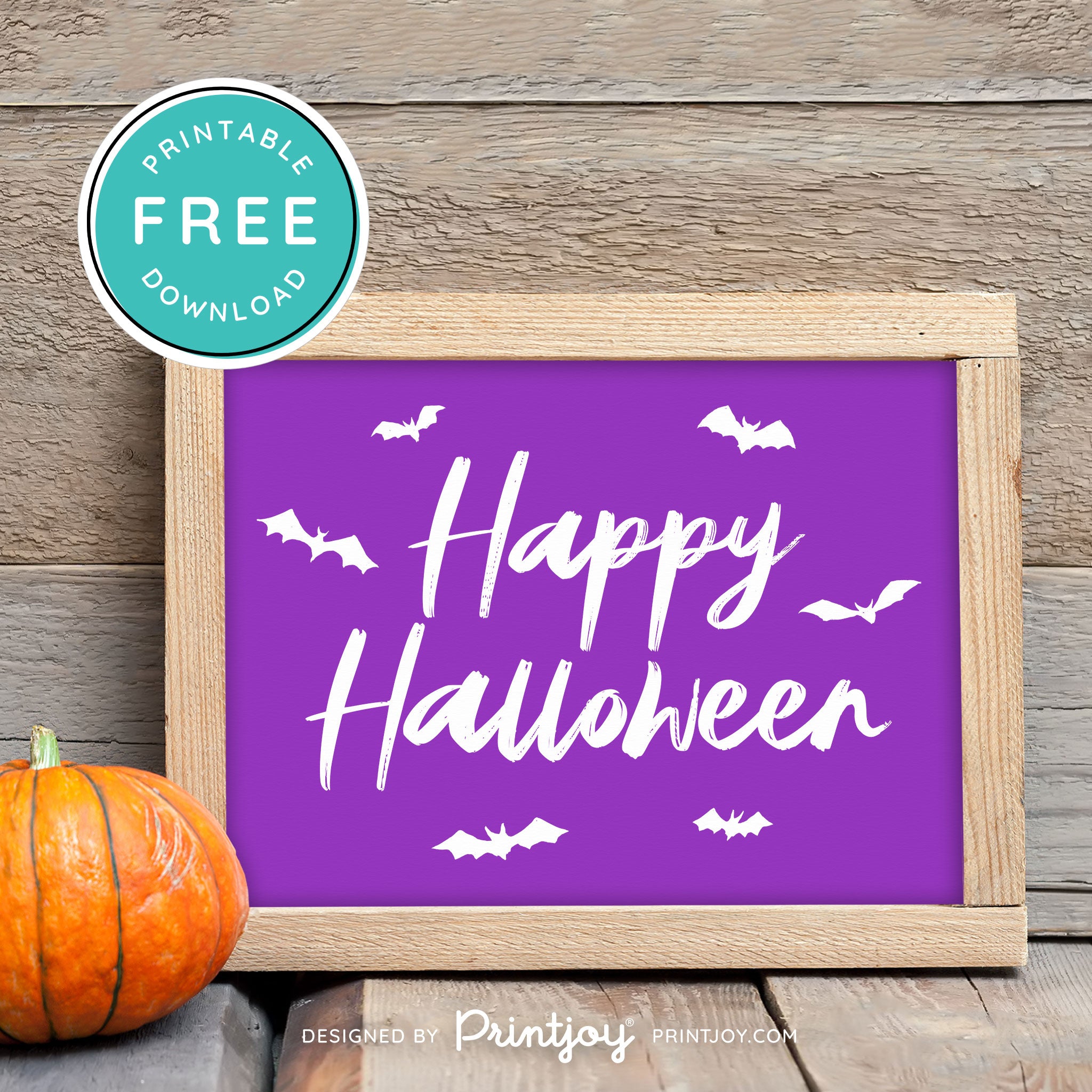 Free Printable Happy Halloween Bats Wall Art Decor Download - Printjoy