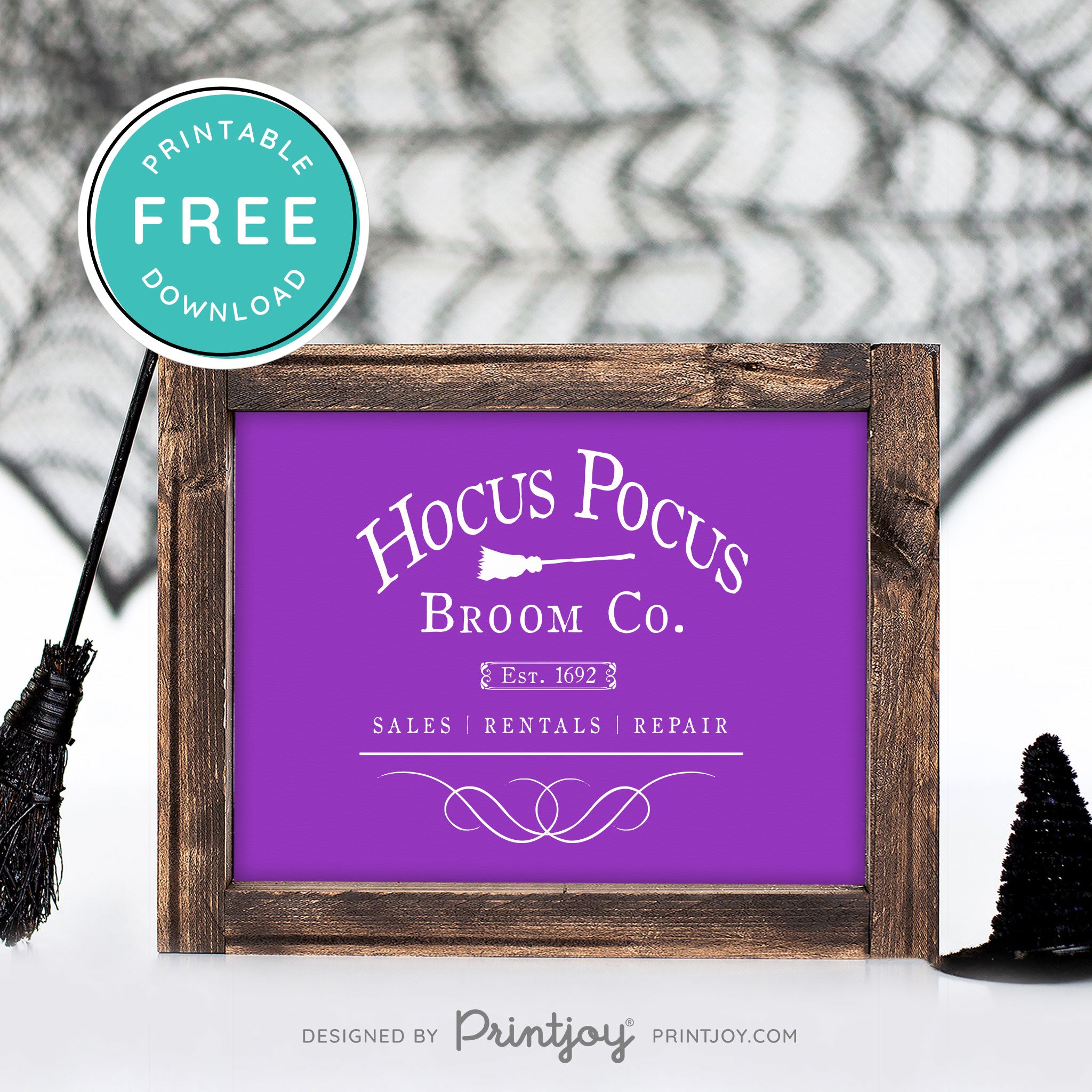 Free Printable Hocus Pocus Broom Co Halloween Wall Art Decor Download - Printjoy