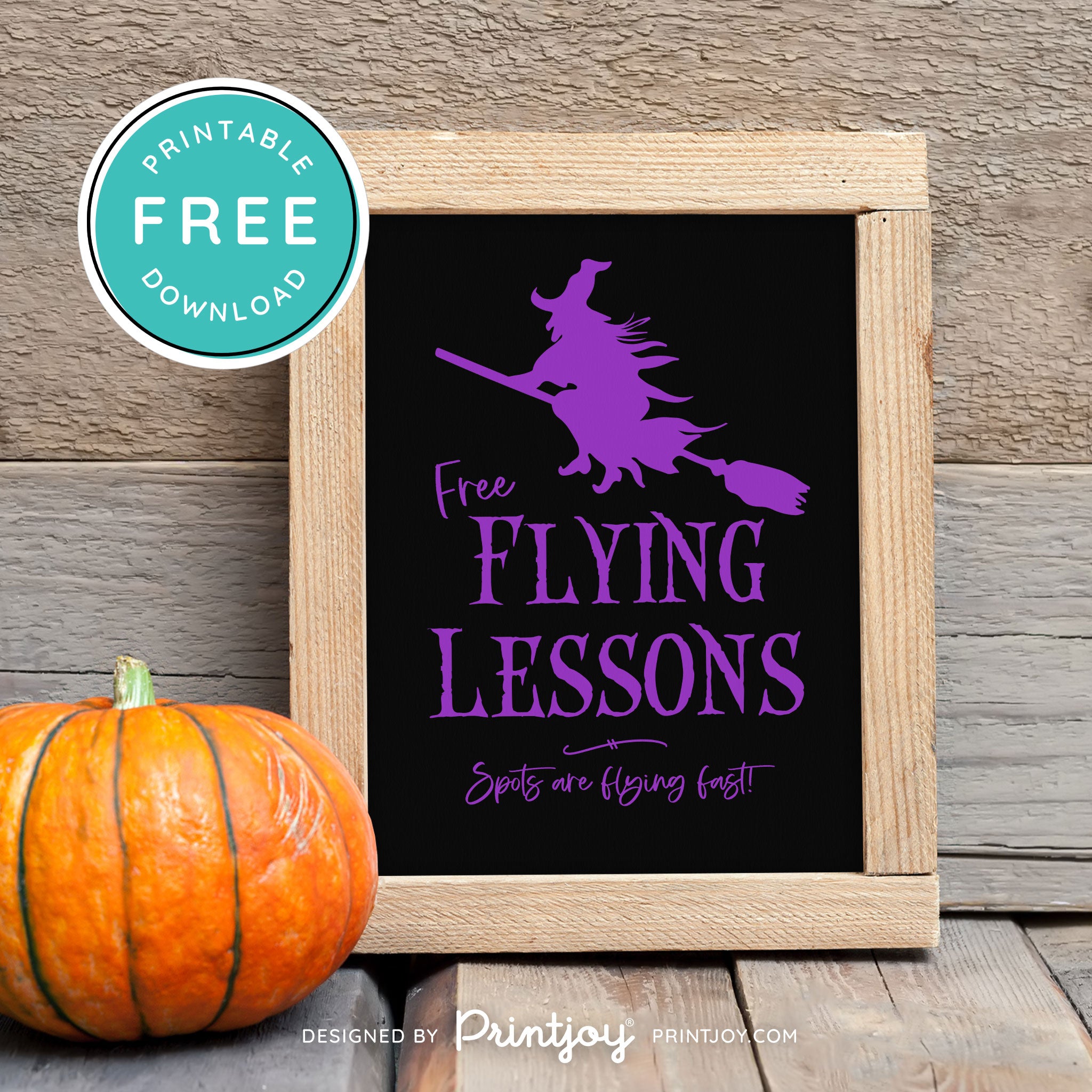 Free Printable Broom Flying Lessons Witch Halloween Wall Art Decor Download - Printjoy