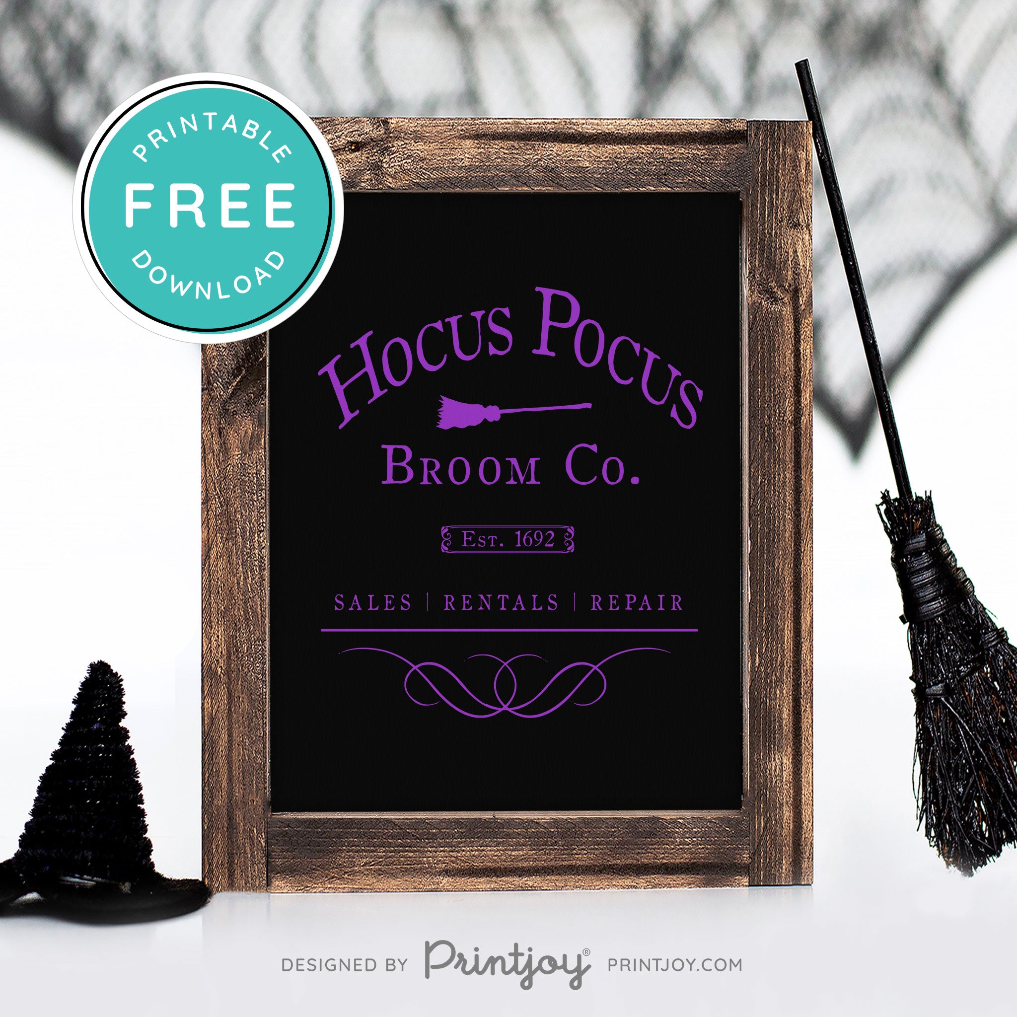 Free Printable Hocus Pocus Broom Co Halloween Wall Art Decor Download - Printjoy