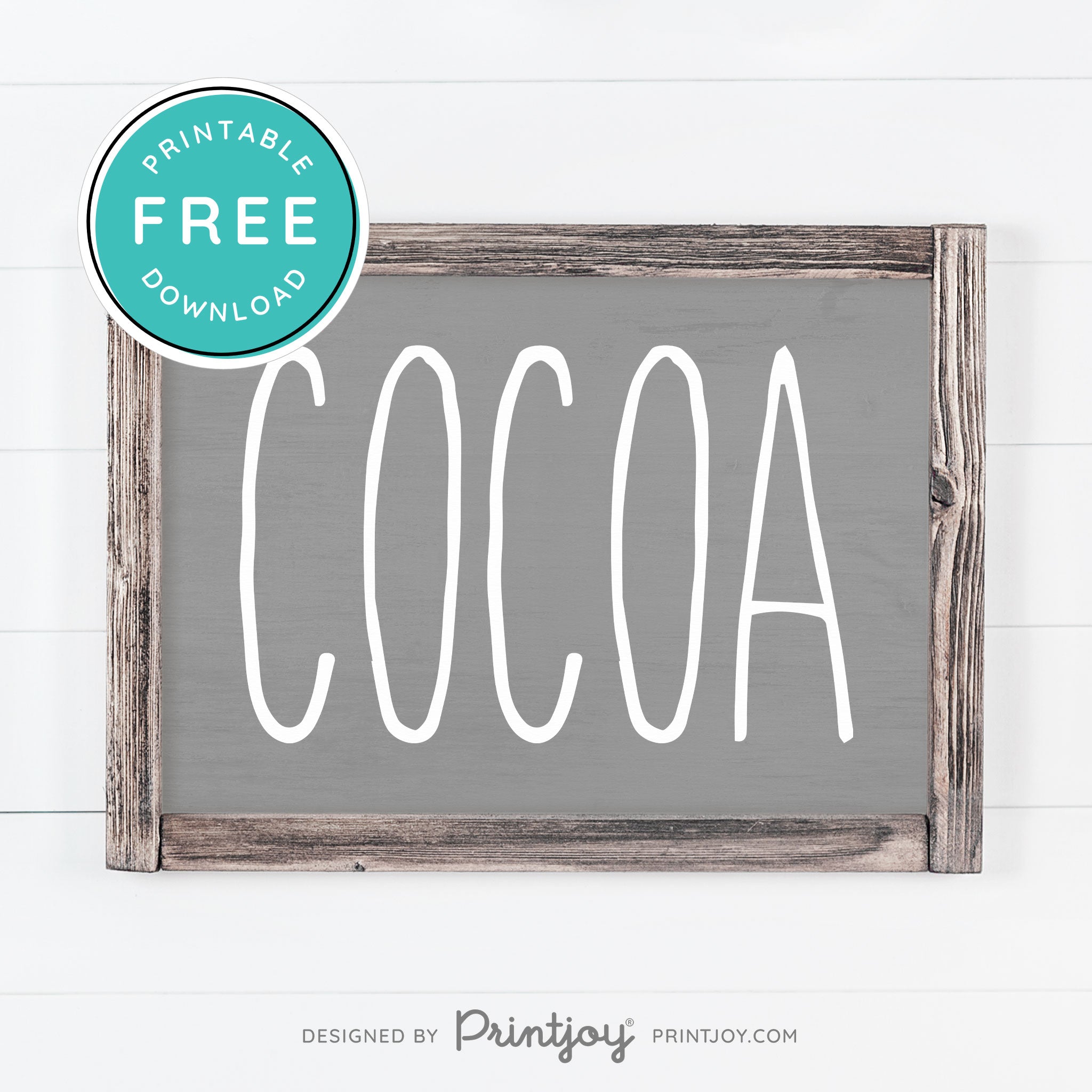 Free Printable Cocoa Farmhouse Christmas Winter Wall Art Decor Download - Printjoy