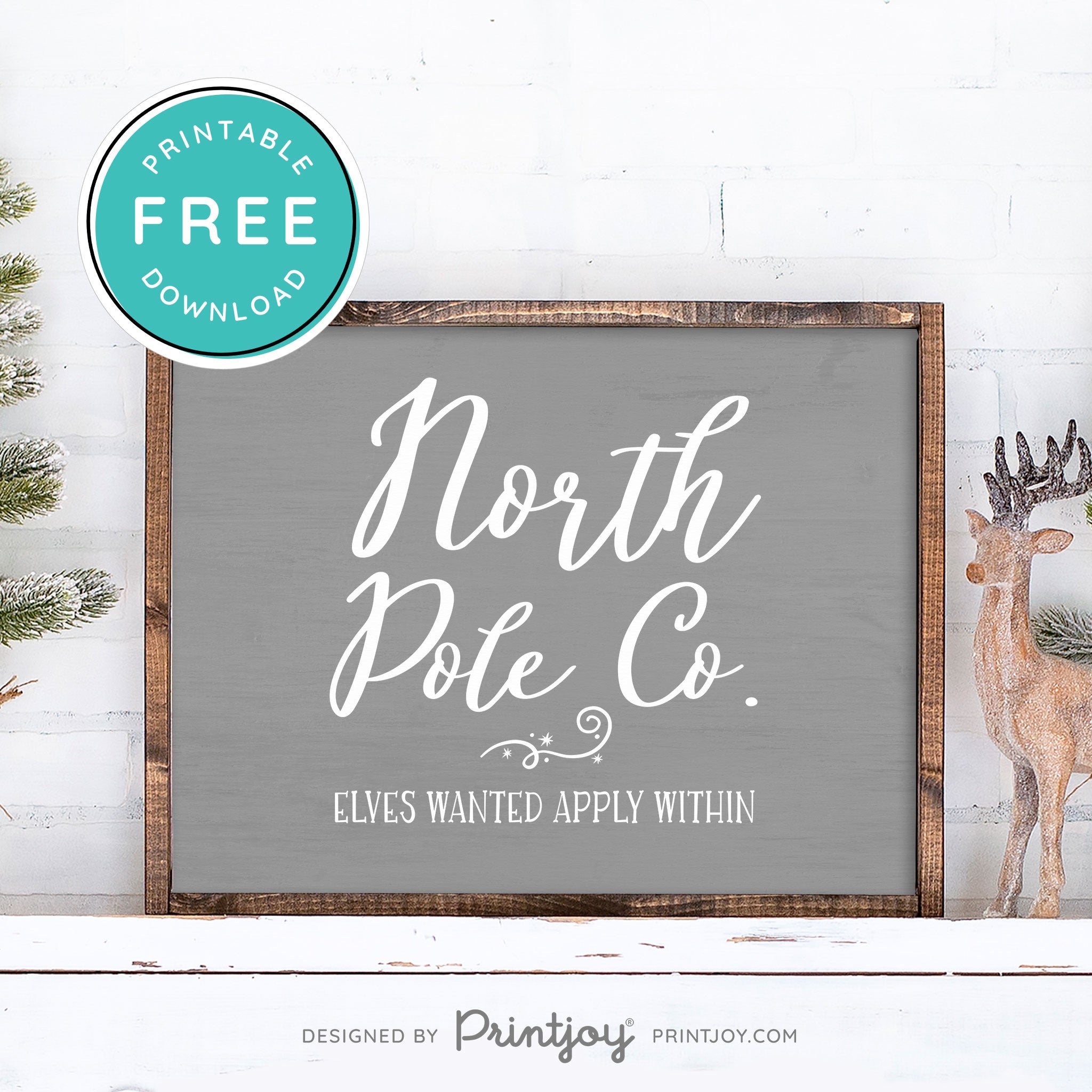 Free Printable North Pole Co Elves Wanted Christmas Wall Art Decor Download - Printjoy