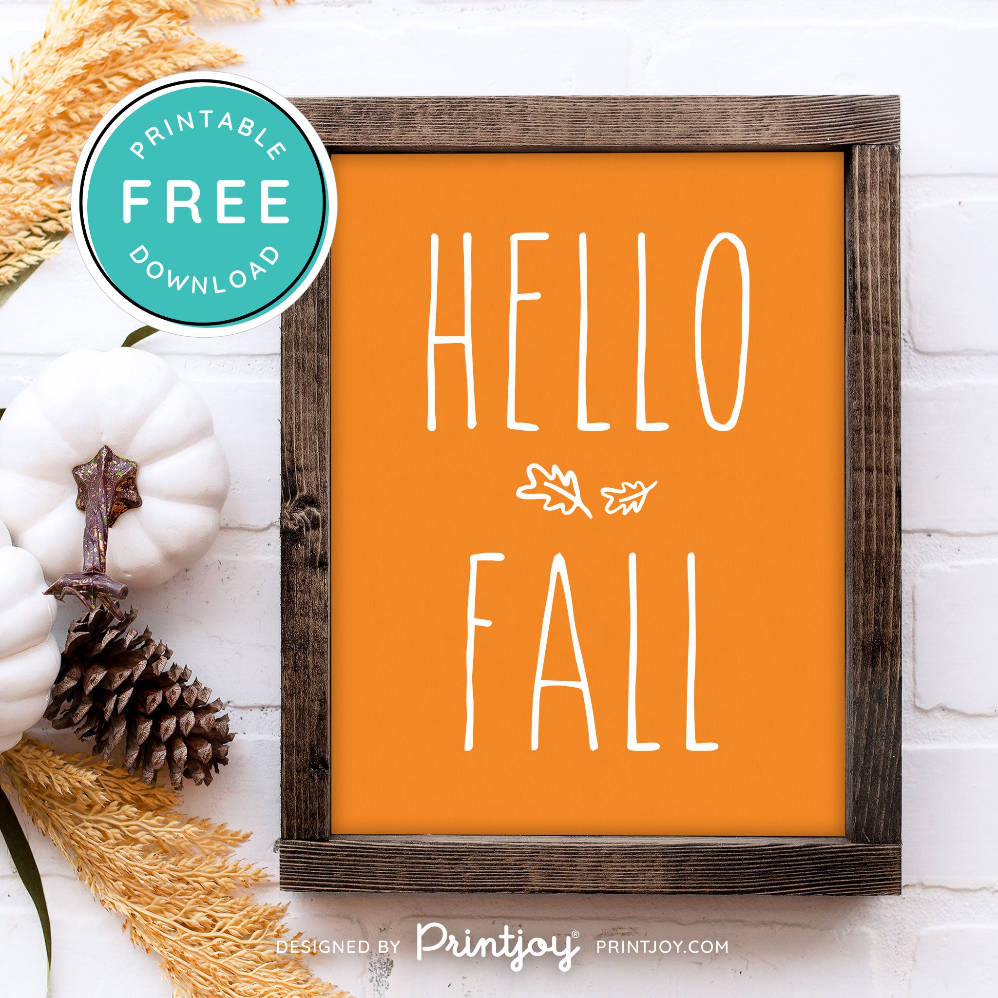 Free Printable Hello Fall Modern Farmhouse Autumn Wall Art Decor Download - Printjoy