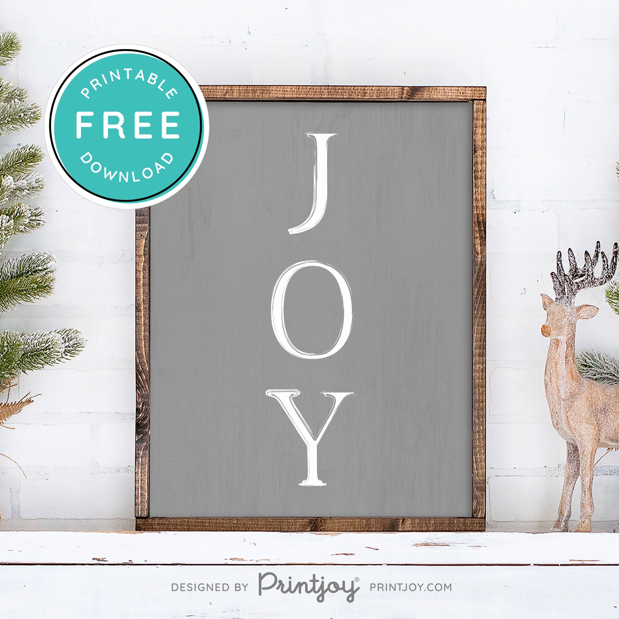 Free Printable Joy Farmhouse Christmas Winter Wall Art Decor Download - Printjoy