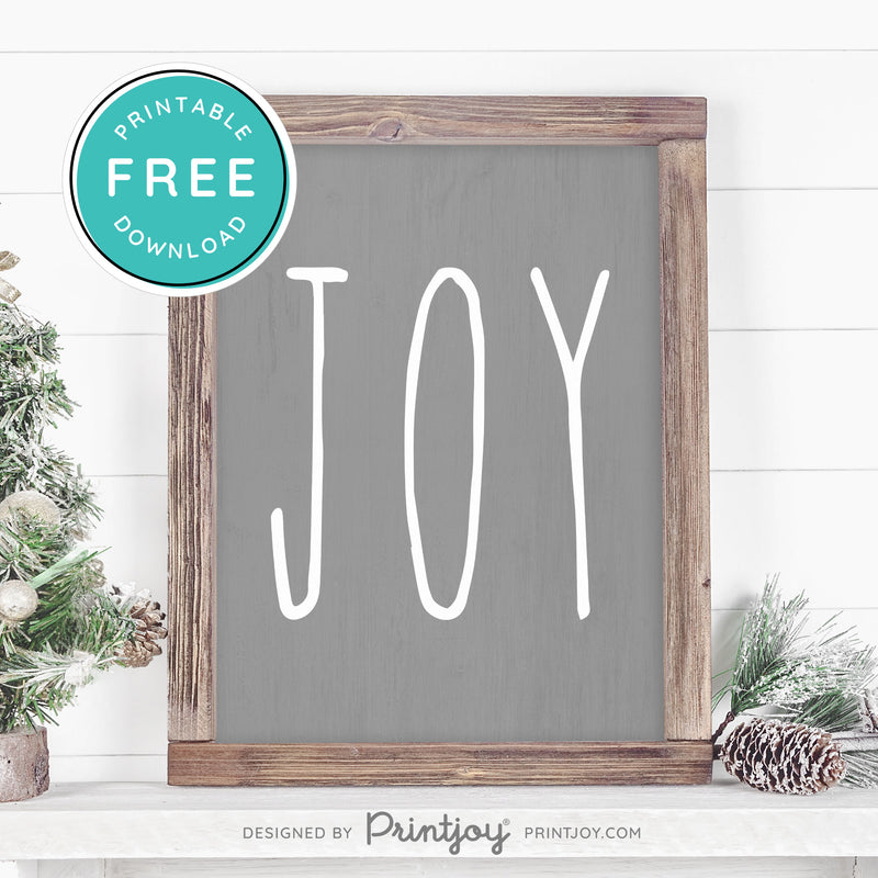 Free Printable Joy Farmhouse Sign Winter Wall Art Decor Download - Printjoy