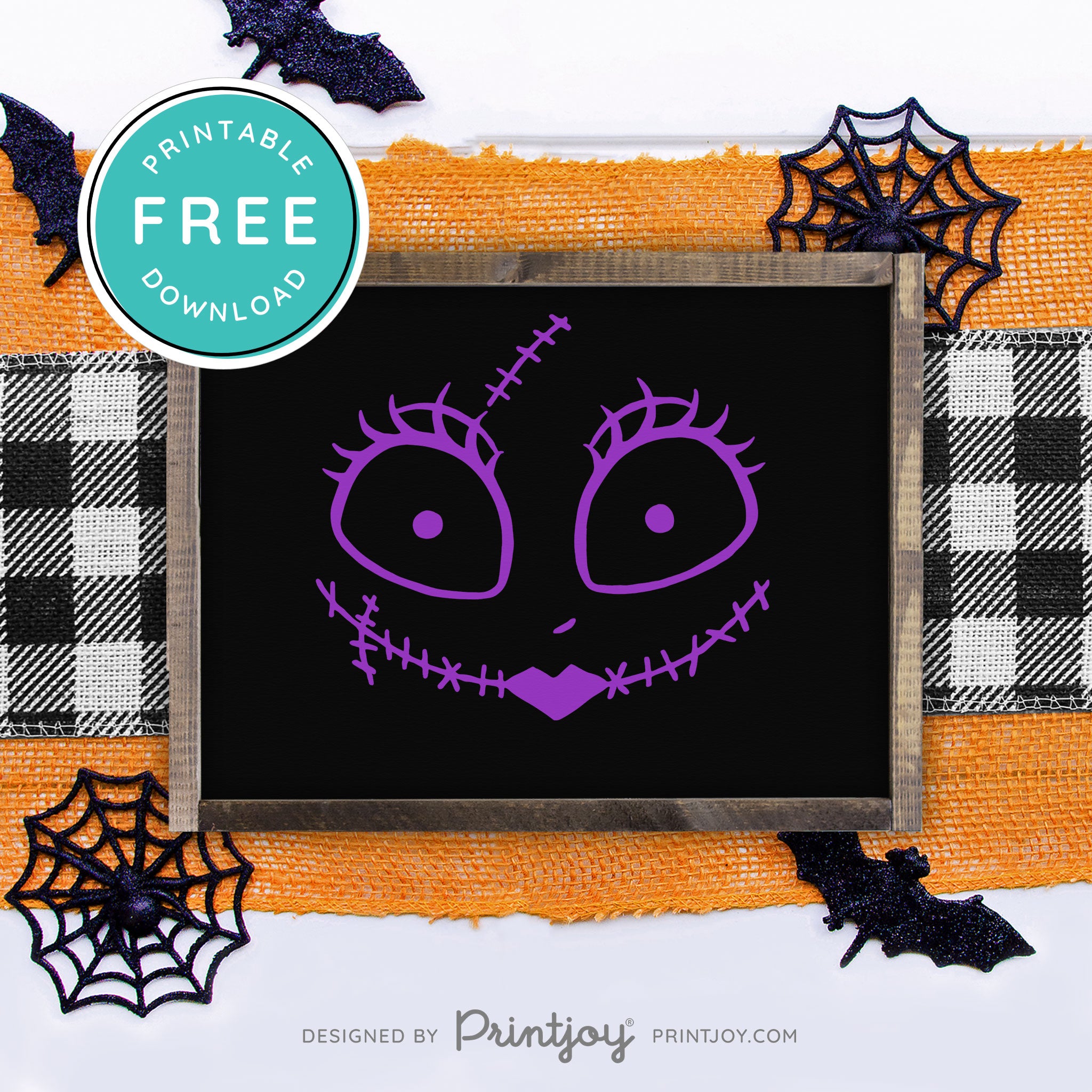 Free Printable Sally Rag Doll Face Nightmare Halloween Wall Art Decor Download - Printjoy