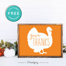Free Printable Give Thanks Turkey Thanksgiving Fall Wall Art Decor Download - Printjoy