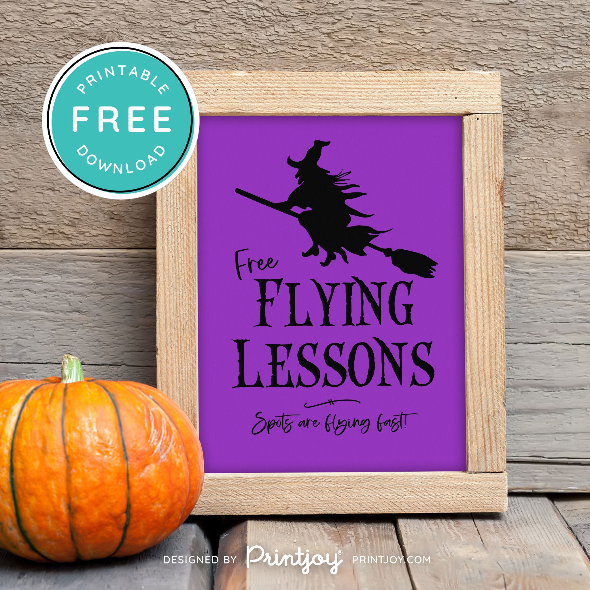 Free Printable Broom Flying Lessons Witch Halloween Wall Art Decor Download - Printjoy