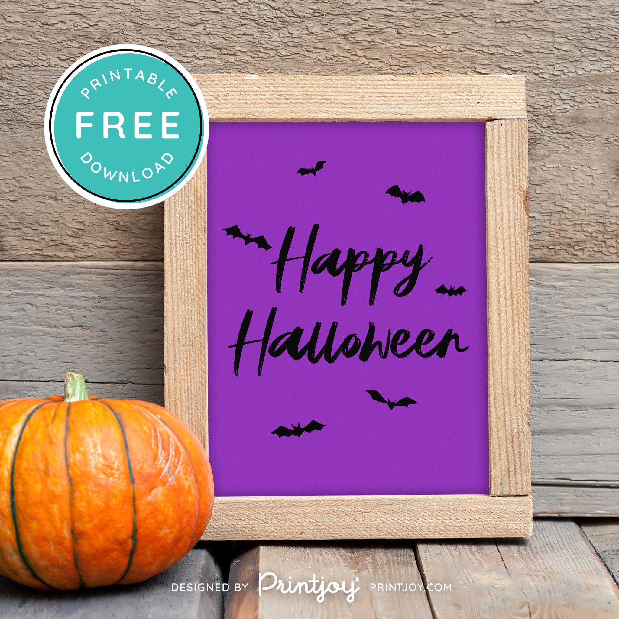 Free Printable Happy Halloween Bats Wall Art Decor Download - Printjoy