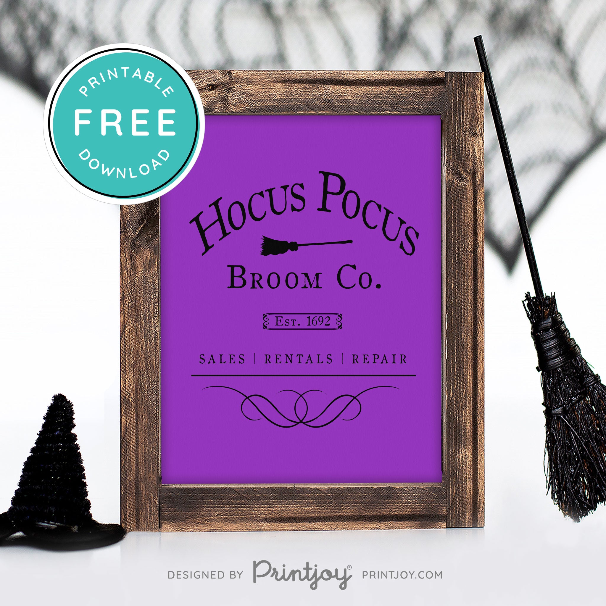 Free Printable Hocus Pocus Broom Co Halloween Wall Art Decor Download - Printjoy