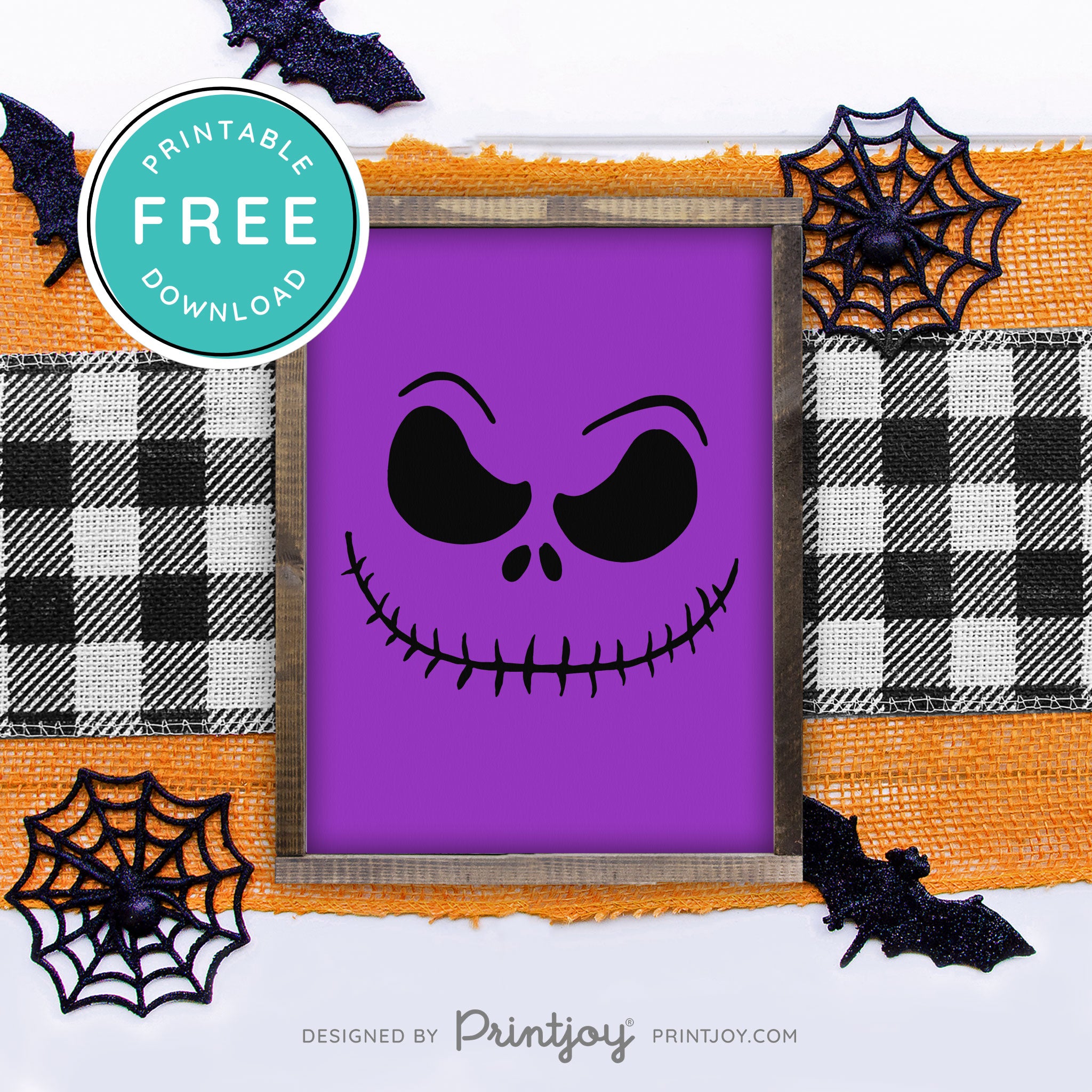 Free Printable Jack Pumpkin King Face Nightmare Halloween Wall Art Decor Download - Printjoy