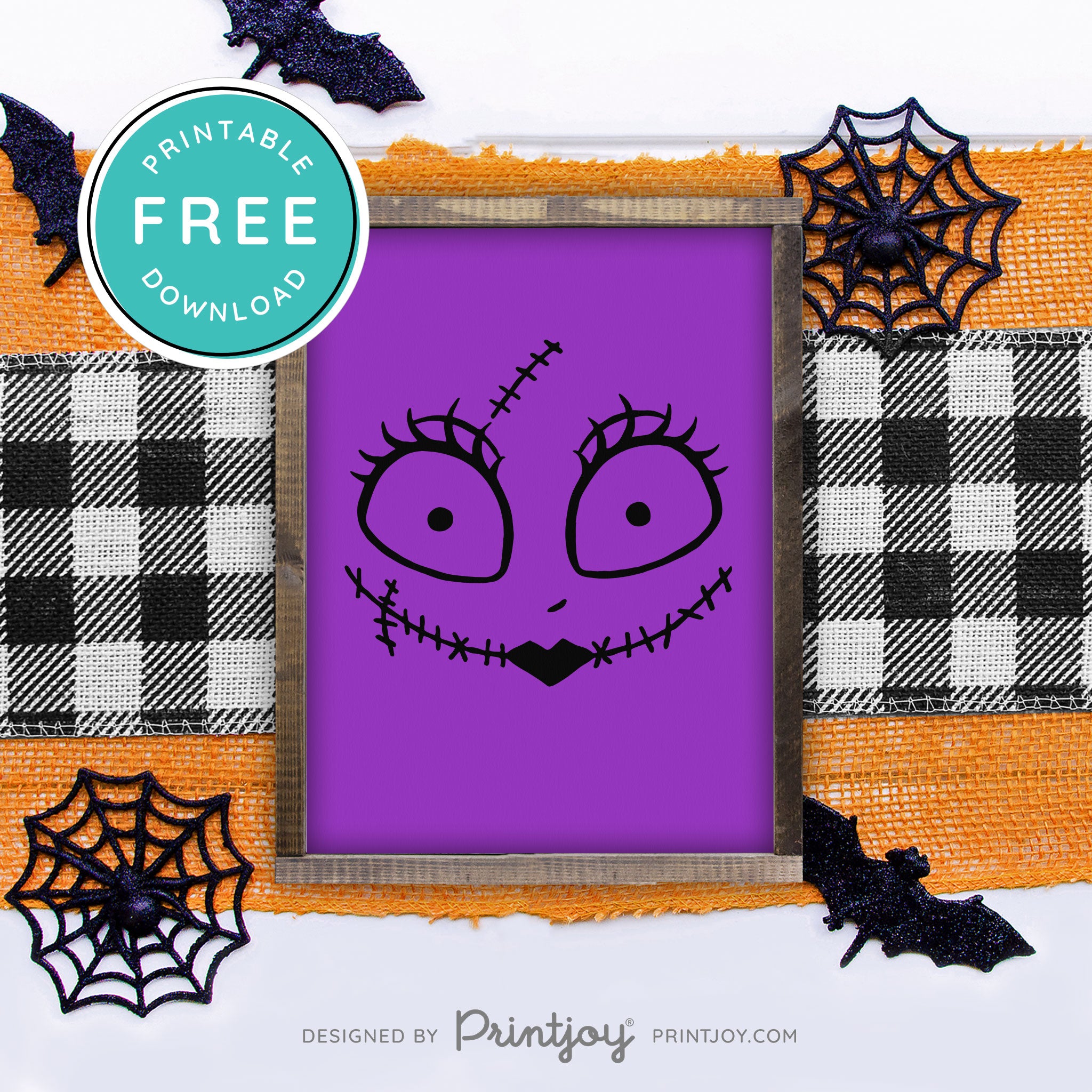 Free Printable Sally Rag Doll Face Nightmare Halloween Wall Art Decor Download - Printjoy