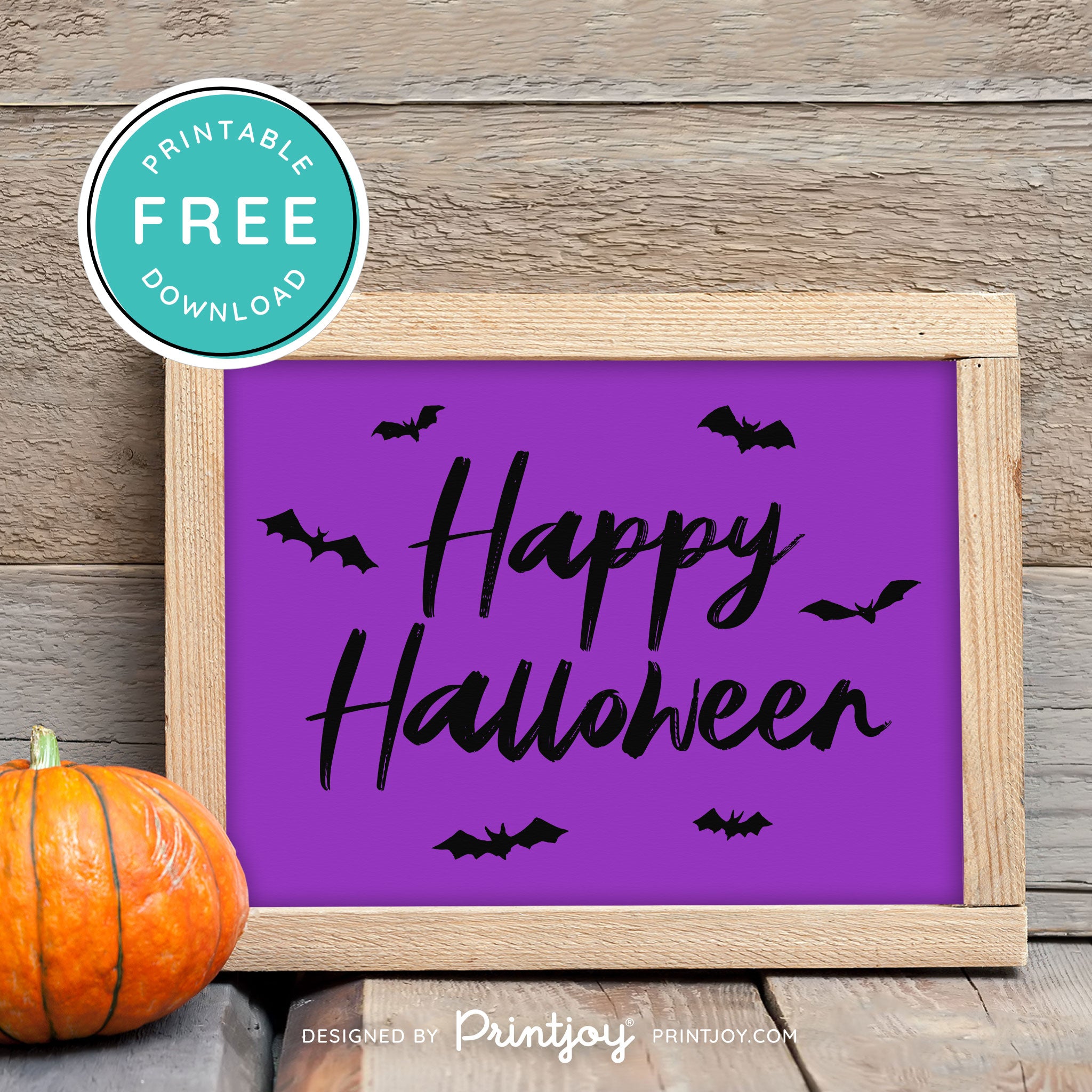 Free Printable Happy Halloween Bats Wall Art Decor Download - Printjoy