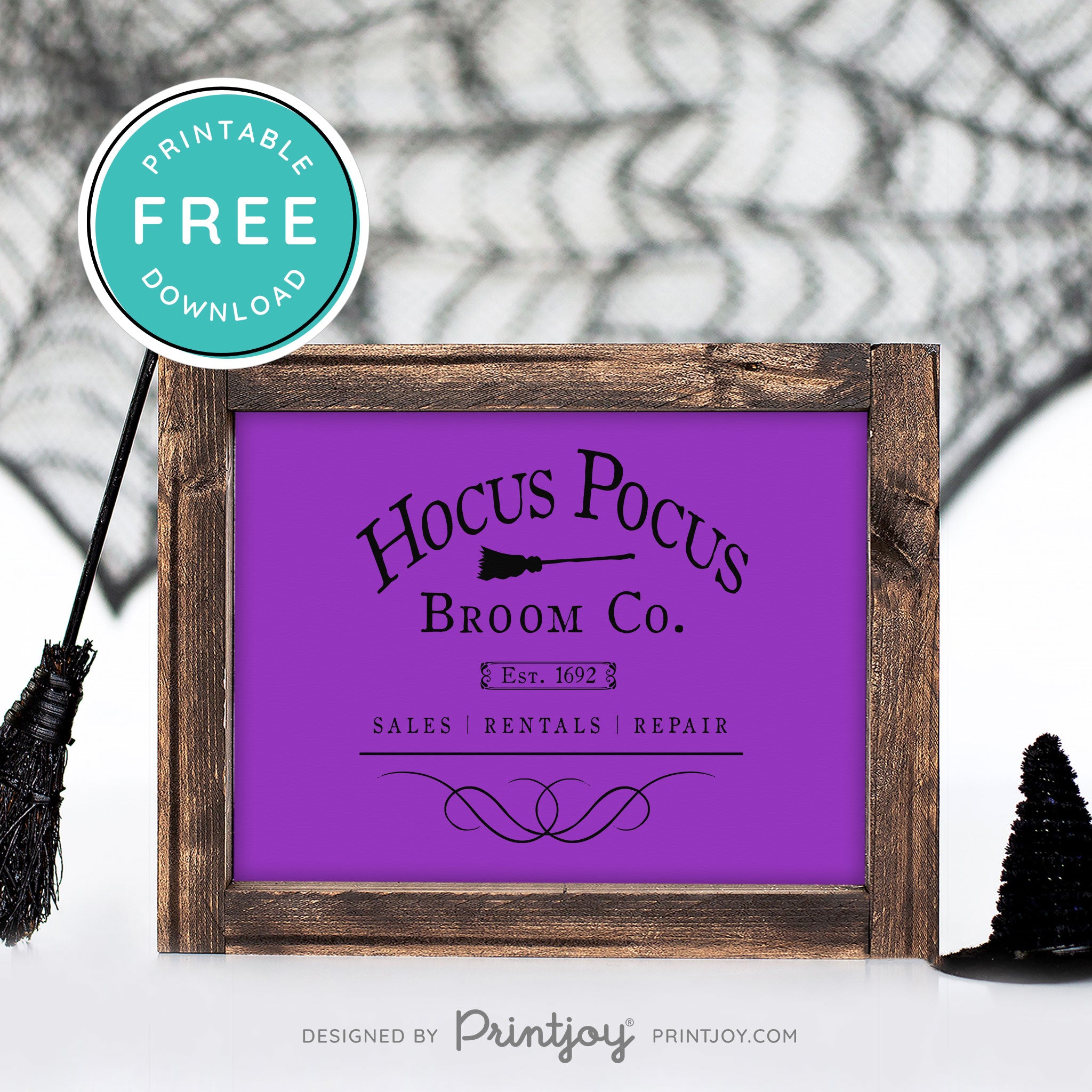 Free Printable Hocus Pocus Broom Co Halloween Wall Art Decor Download - Printjoy