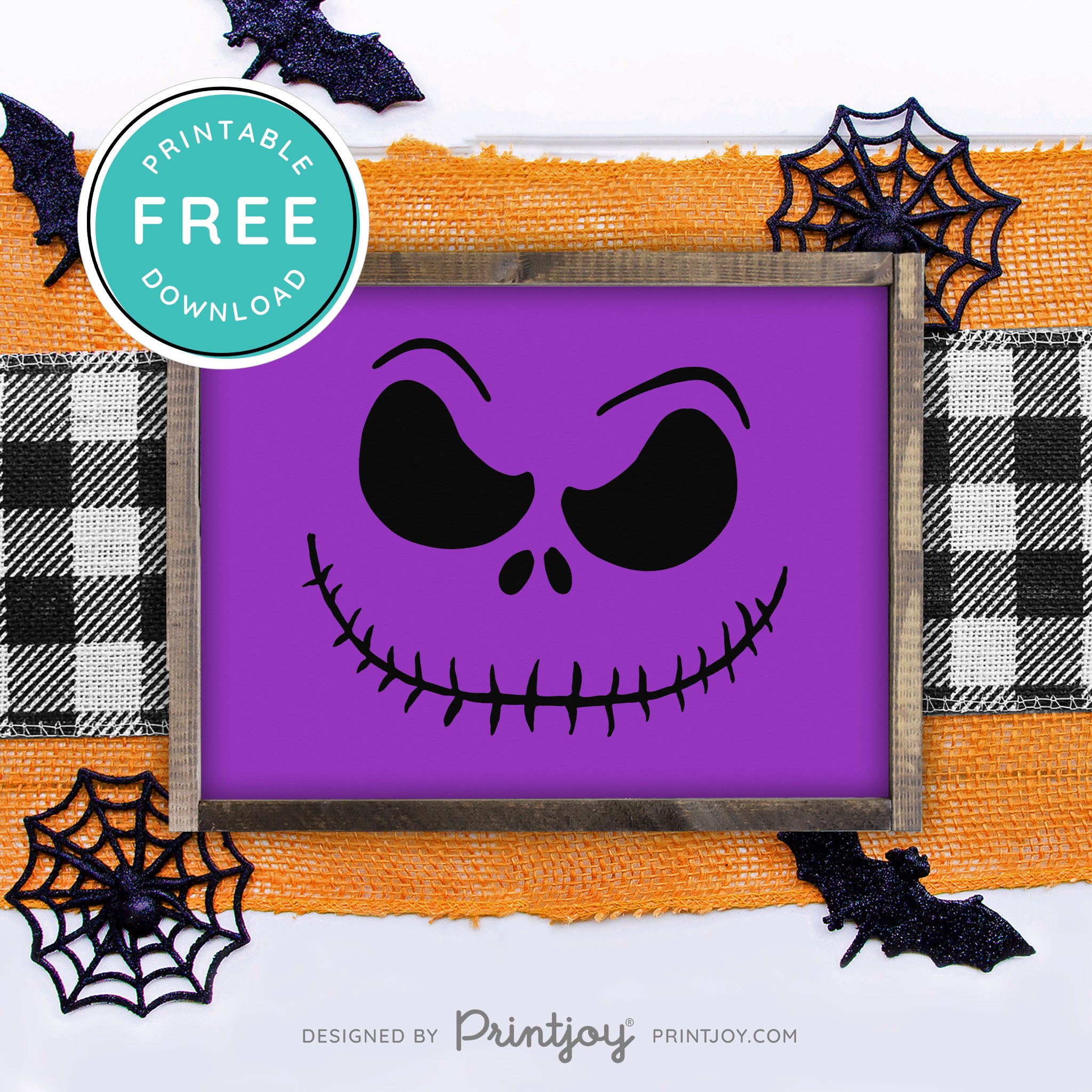 Free Printable Jack Pumpkin King Face Nightmare Halloween Wall Art Decor Download - Printjoy