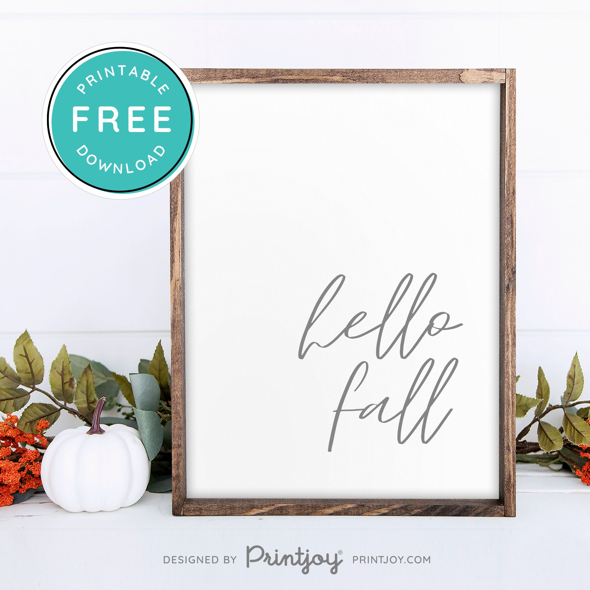 Free Printable Hello Fall Modern Farmhouse Wall Art Decor Download - Printjoy