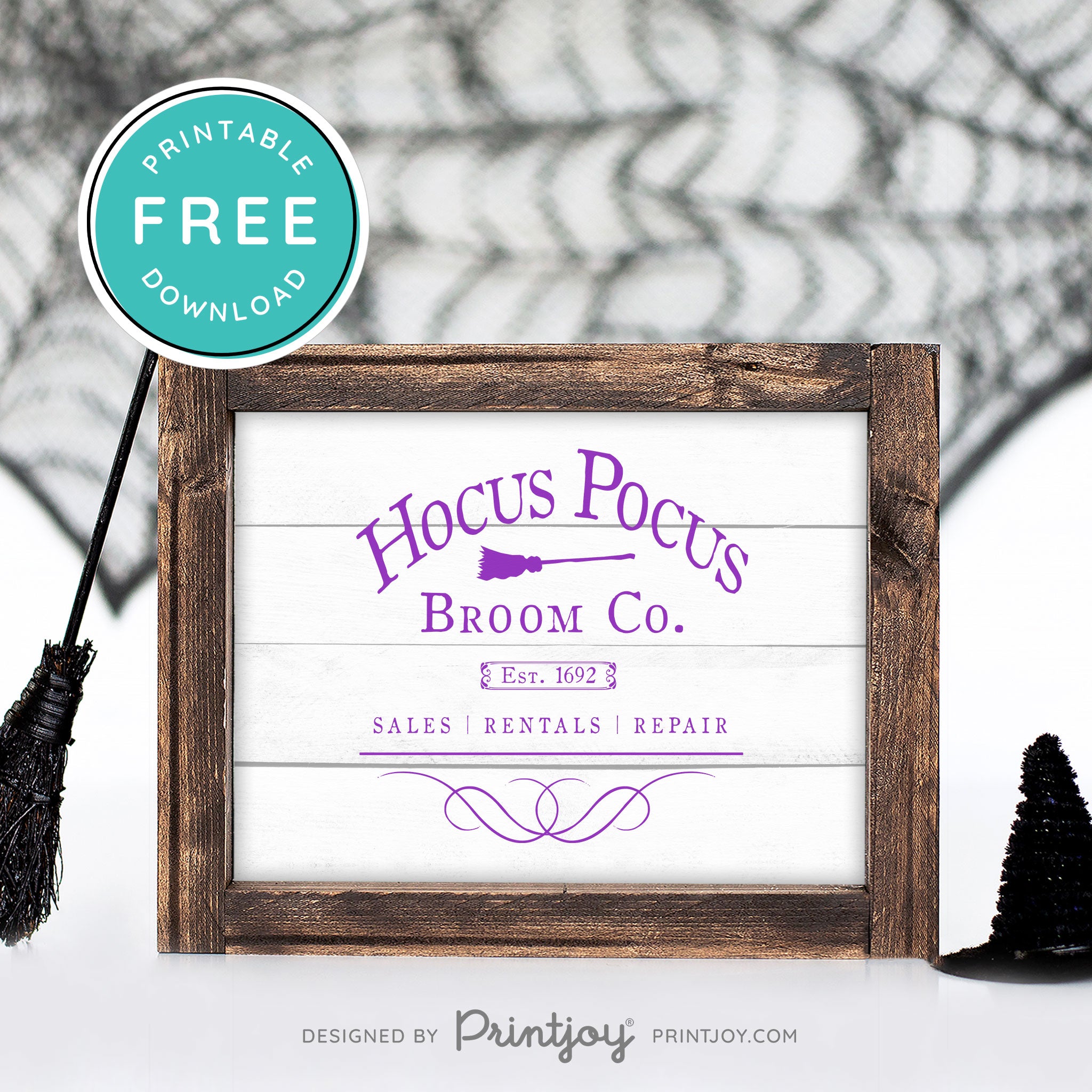 Free Printable Hocus Pocus Broom Co Halloween Wall Art Decor Download - Printjoy