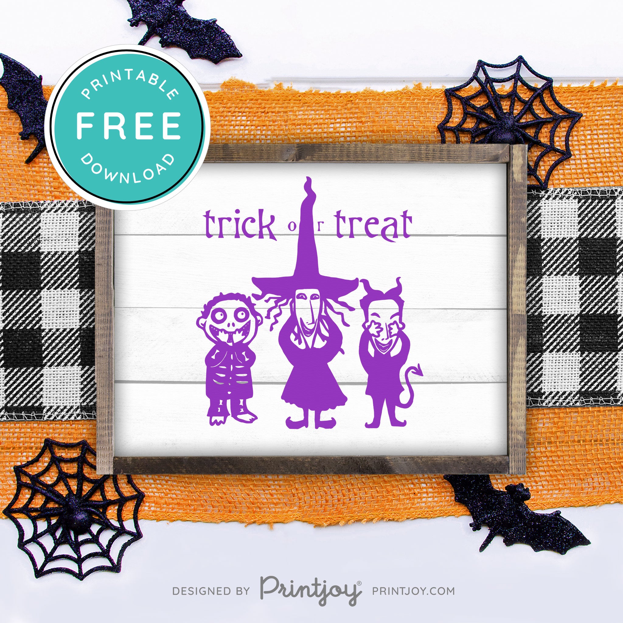 Free Printable Scary Trick Or Treat Kids Nightmare Halloween Wall Art Decor Download - Printjoy