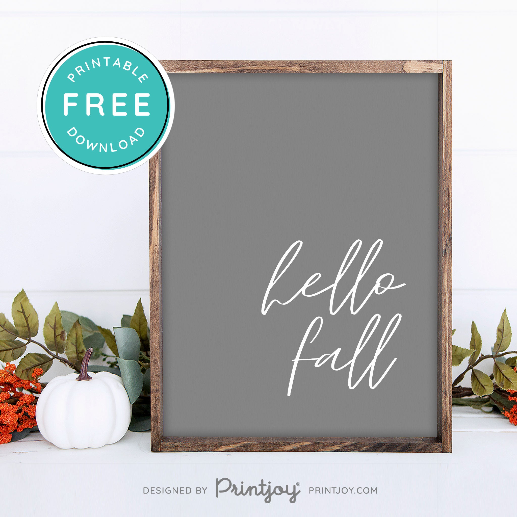 Free Printable Hello Fall Modern Farmhouse Wall Art Decor Download - Printjoy