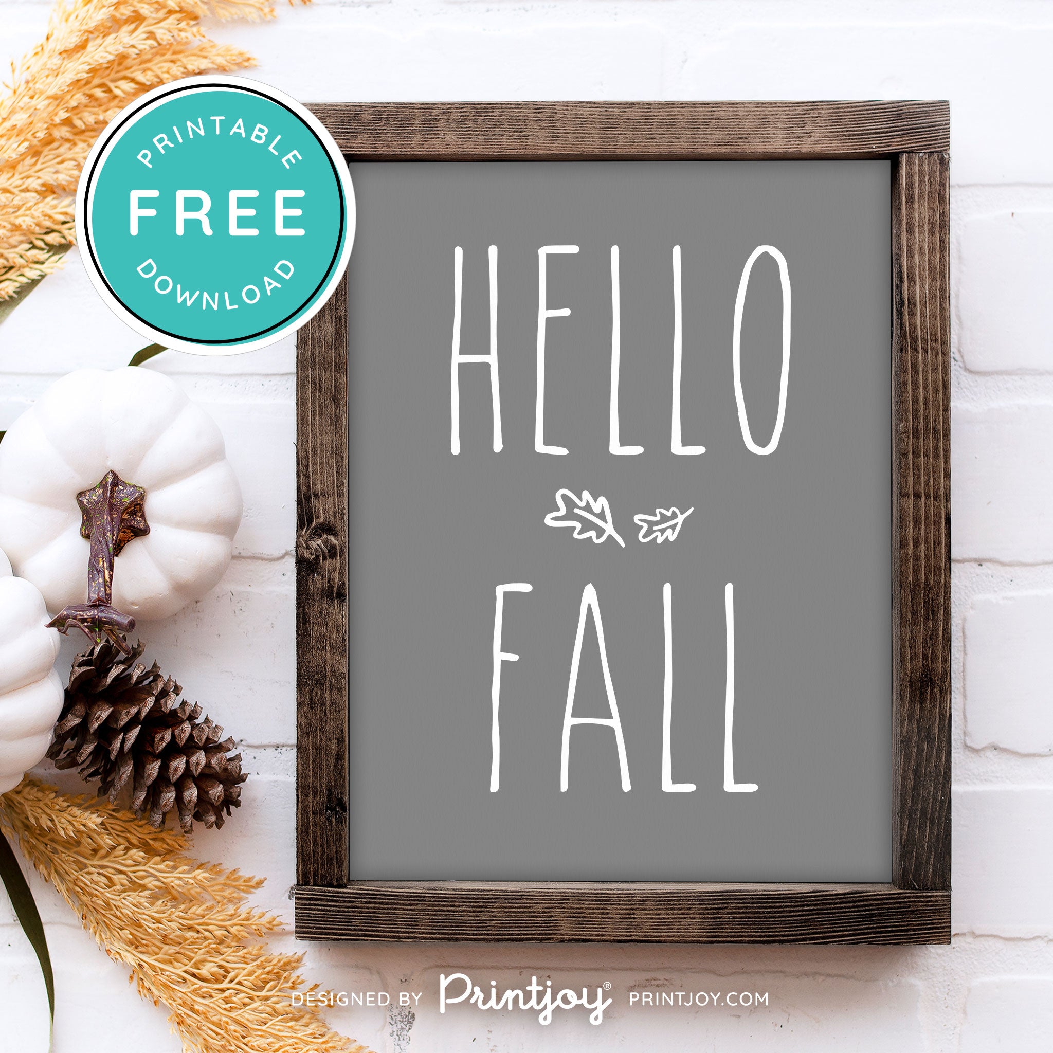 Free Printable Hello Fall Modern Farmhouse Autumn Wall Art Decor Download - Printjoy