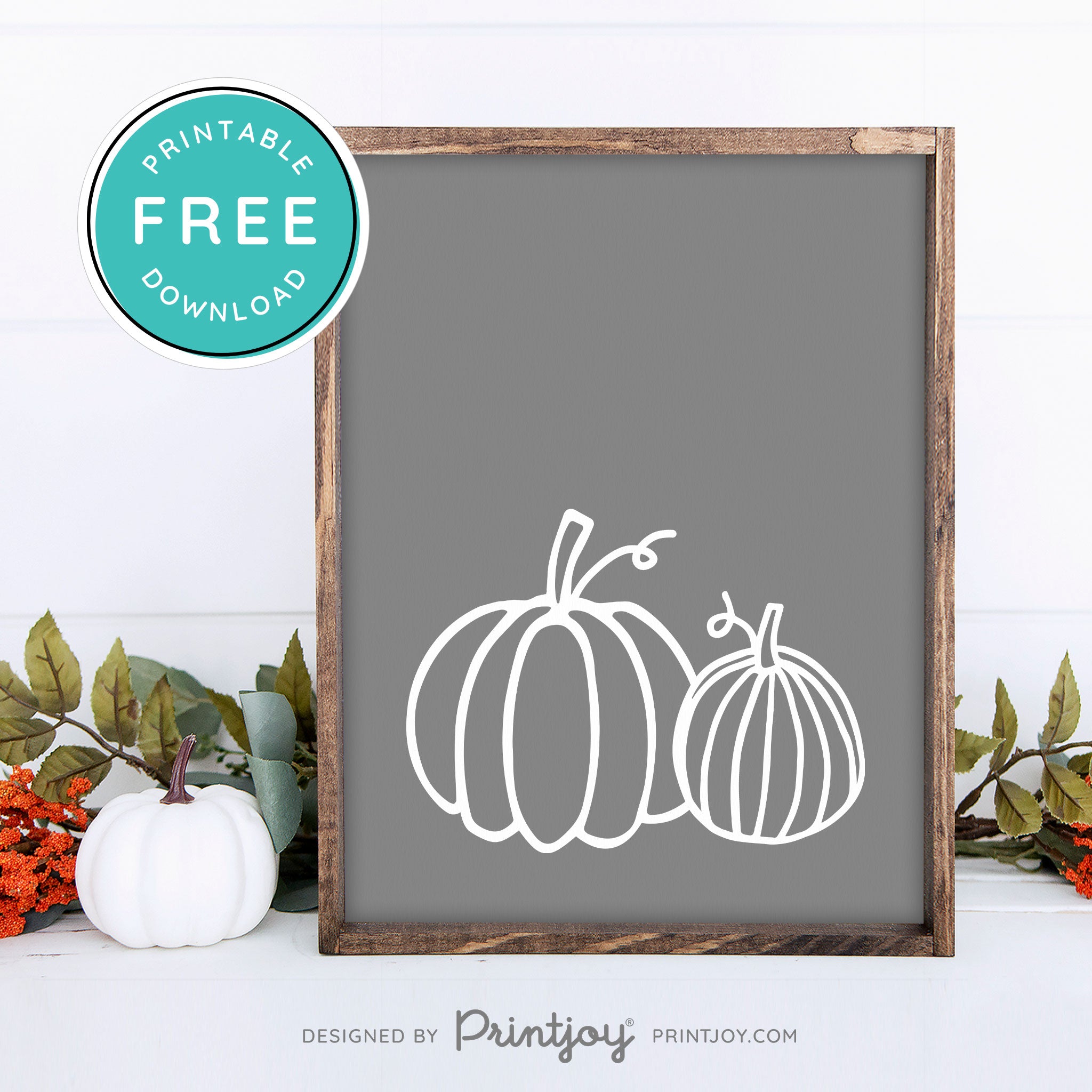 Free Printable Pumpkins Modern Farmhouse Fall Wall Art Decor Download - Printjoy