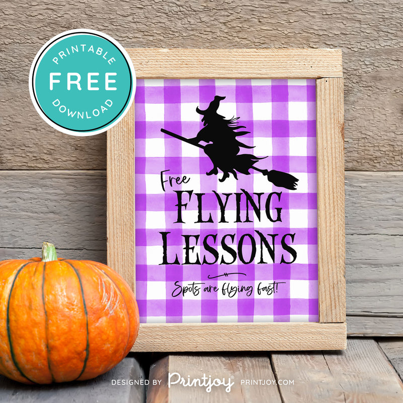 Free Printable Broom Flying Lessons Witch Halloween Wall Art Decor Download - Printjoy