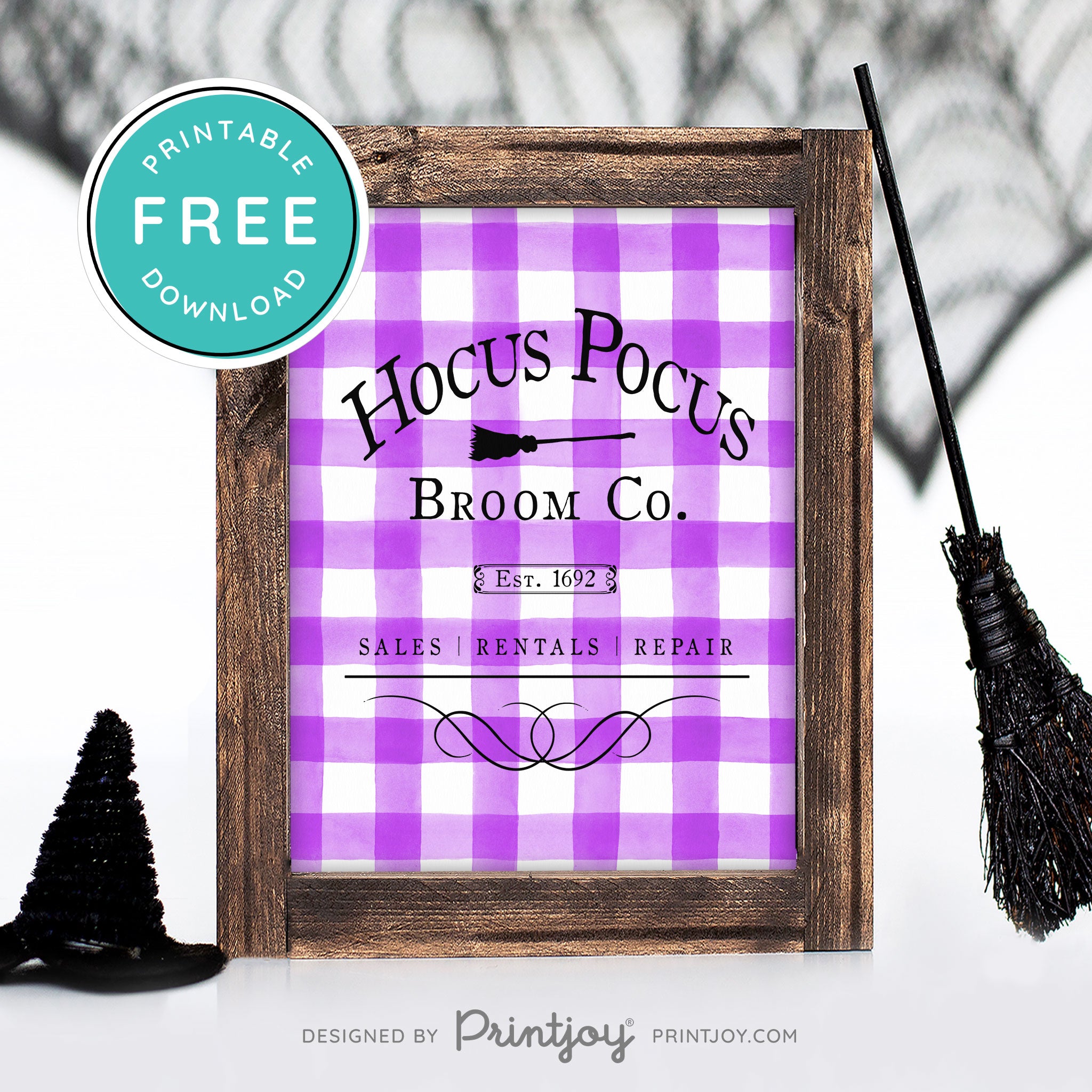 Free Printable Hocus Pocus Broom Co Halloween Wall Art Decor Download - Printjoy