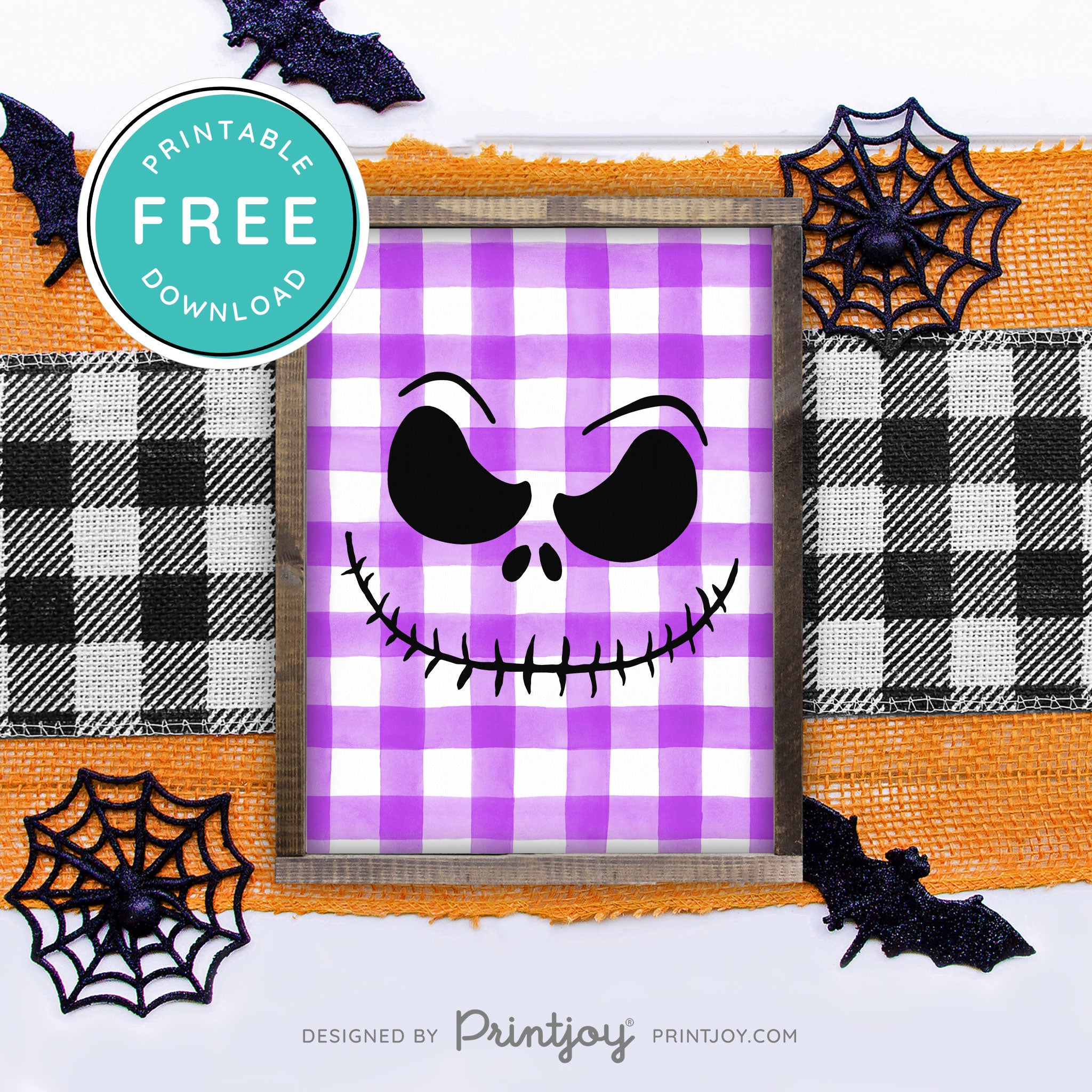 Free Printable Jack Pumpkin King Face Nightmare Halloween Wall Art Decor Download - Printjoy