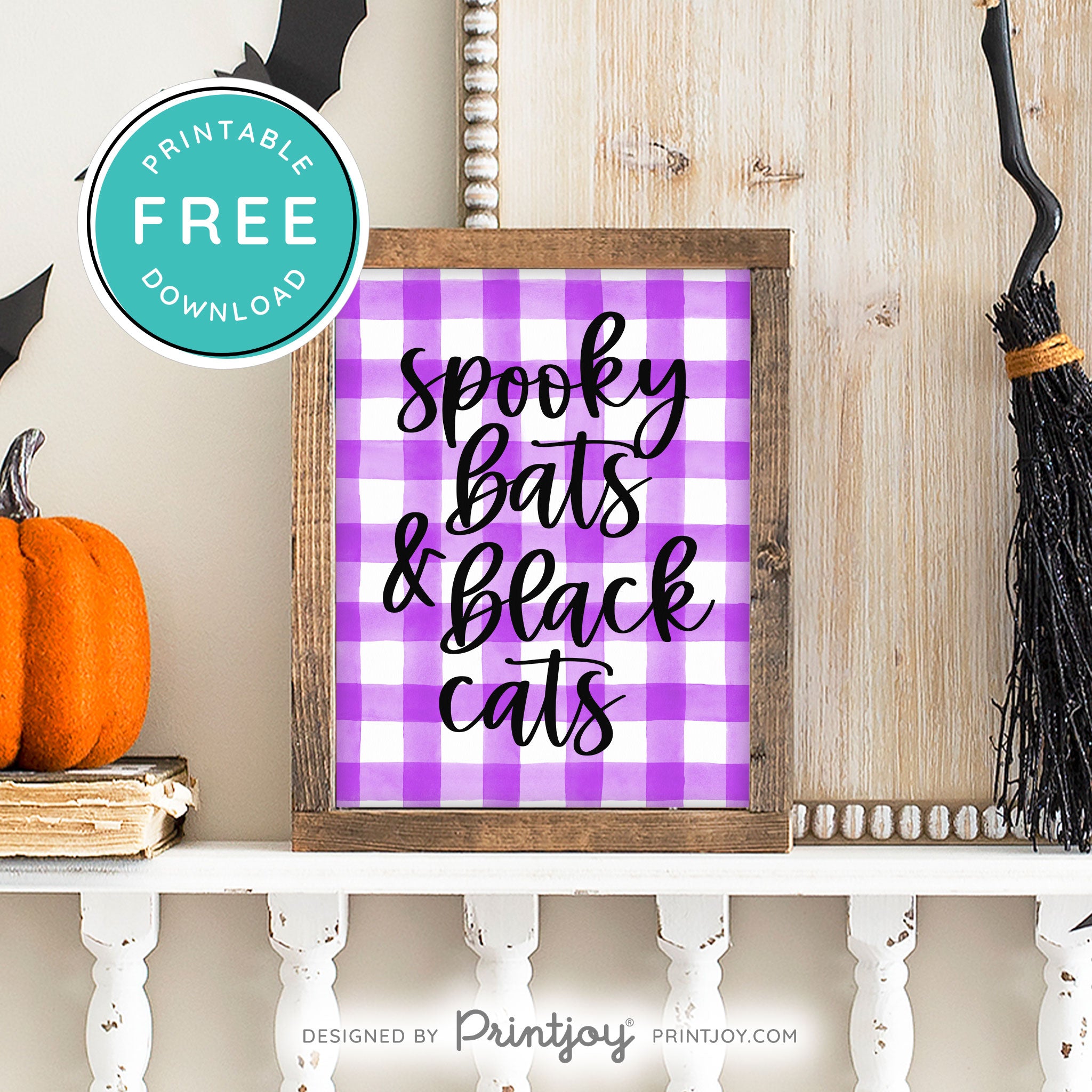 Free Printable Spooky Bats And Black Cats Halloween Wall Art Decor Download - Printjoy