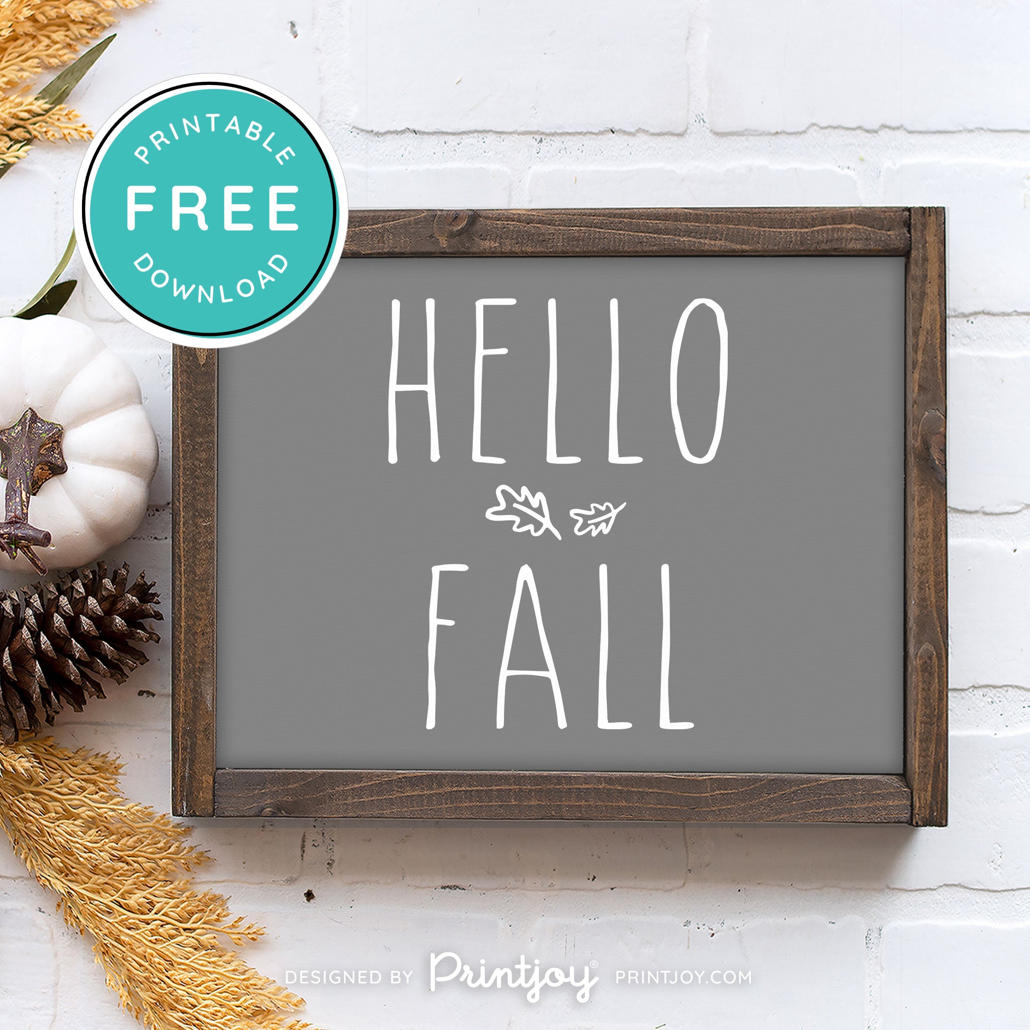 Free Printable Hello Fall Modern Farmhouse Autumn Wall Art Decor Download - Printjoy