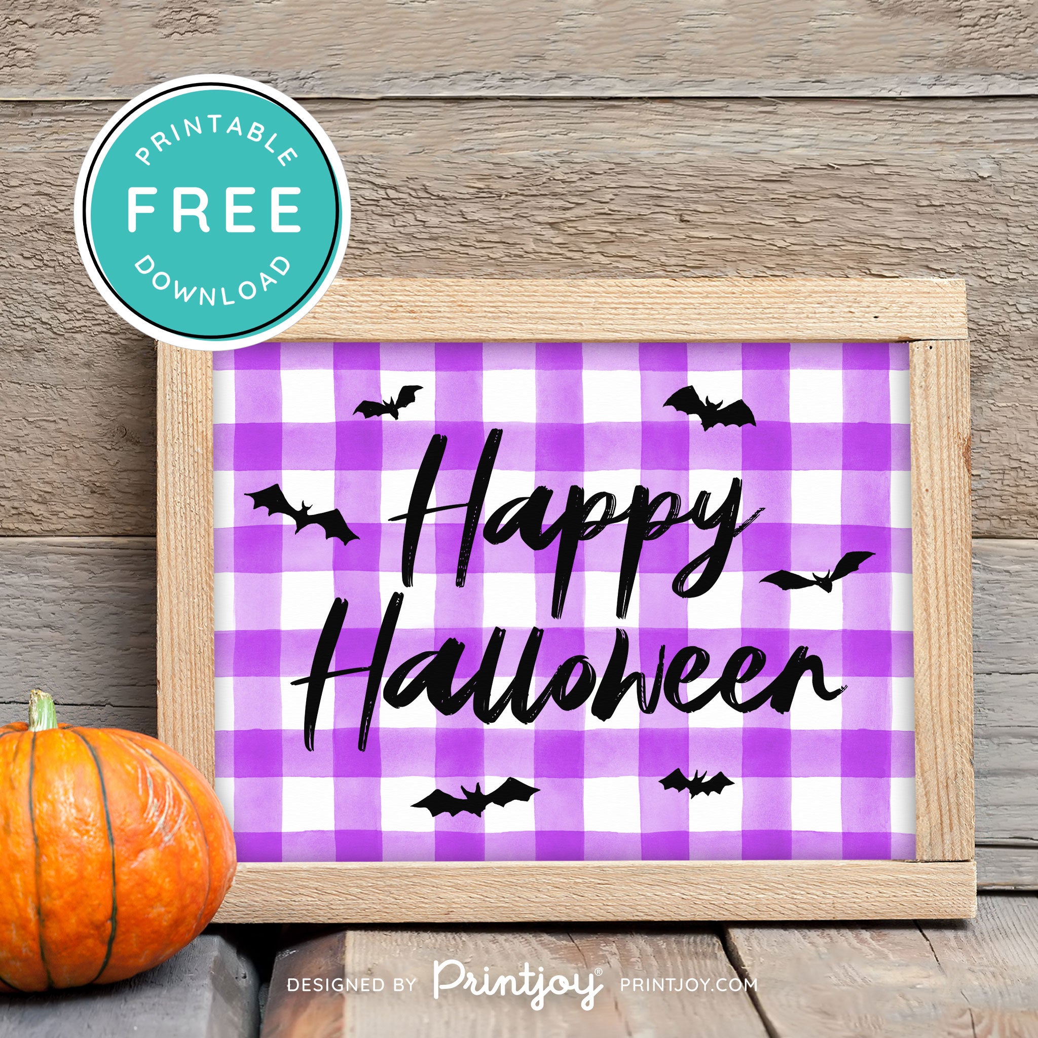 Free Printable Happy Halloween Bats Wall Art Decor Download - Printjoy