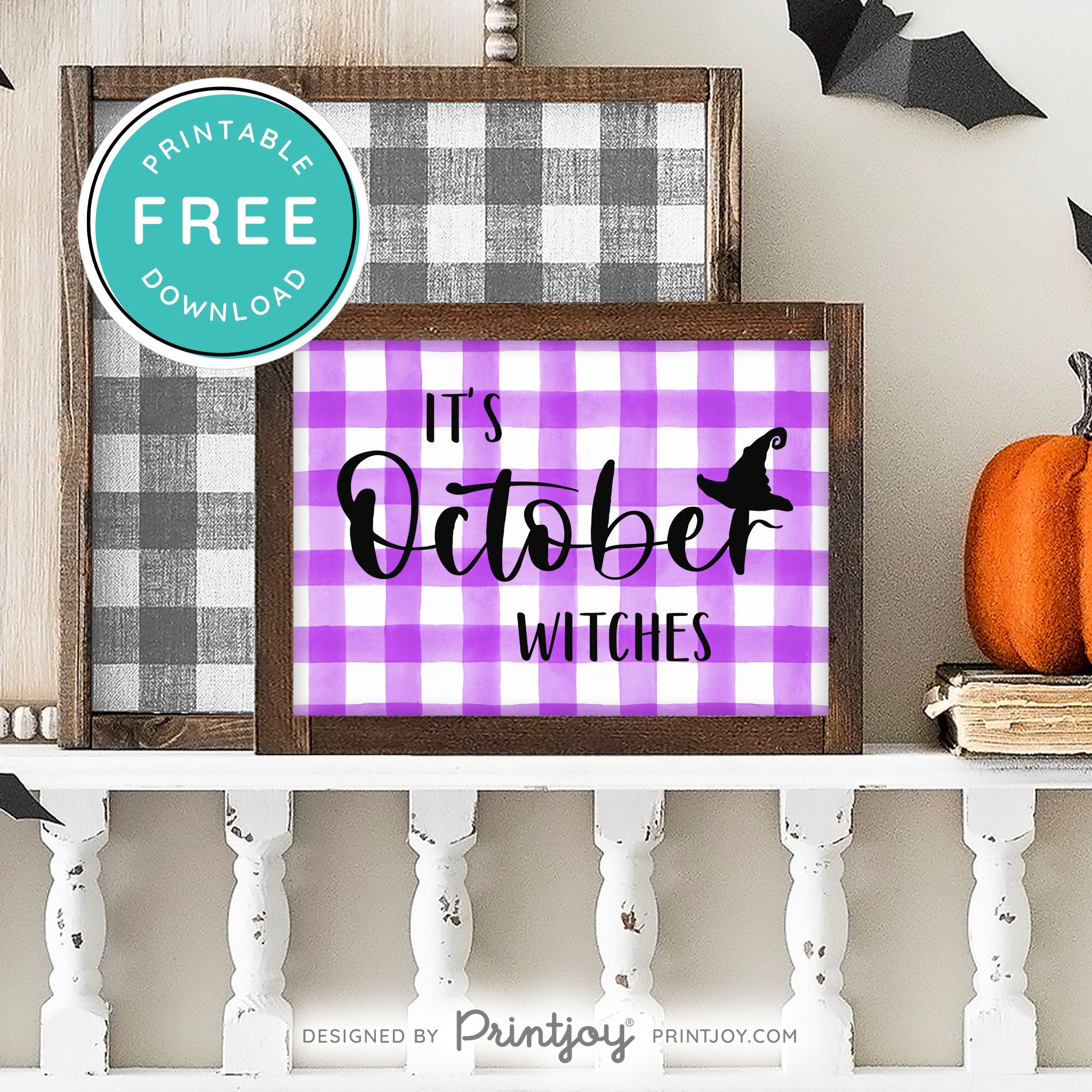 Free Printable It's October Witches Halloween Wall Art Decor Download - Printjoy